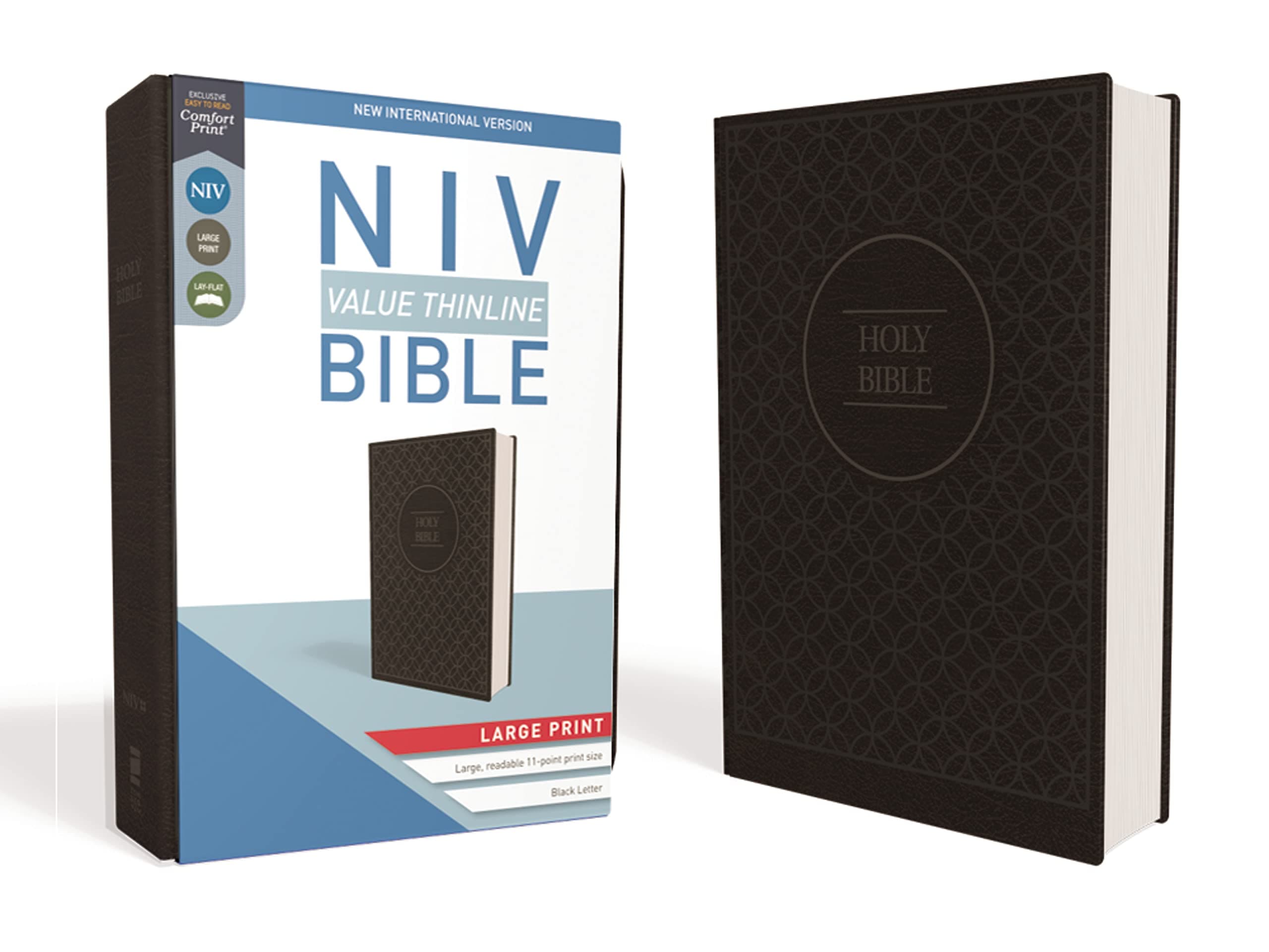 NIV, Value Thinline Bible, Large Print, Imitation Leather, Gray/Black: New International Version, Value Thinline, Imitation Leather, Charcoal/Black