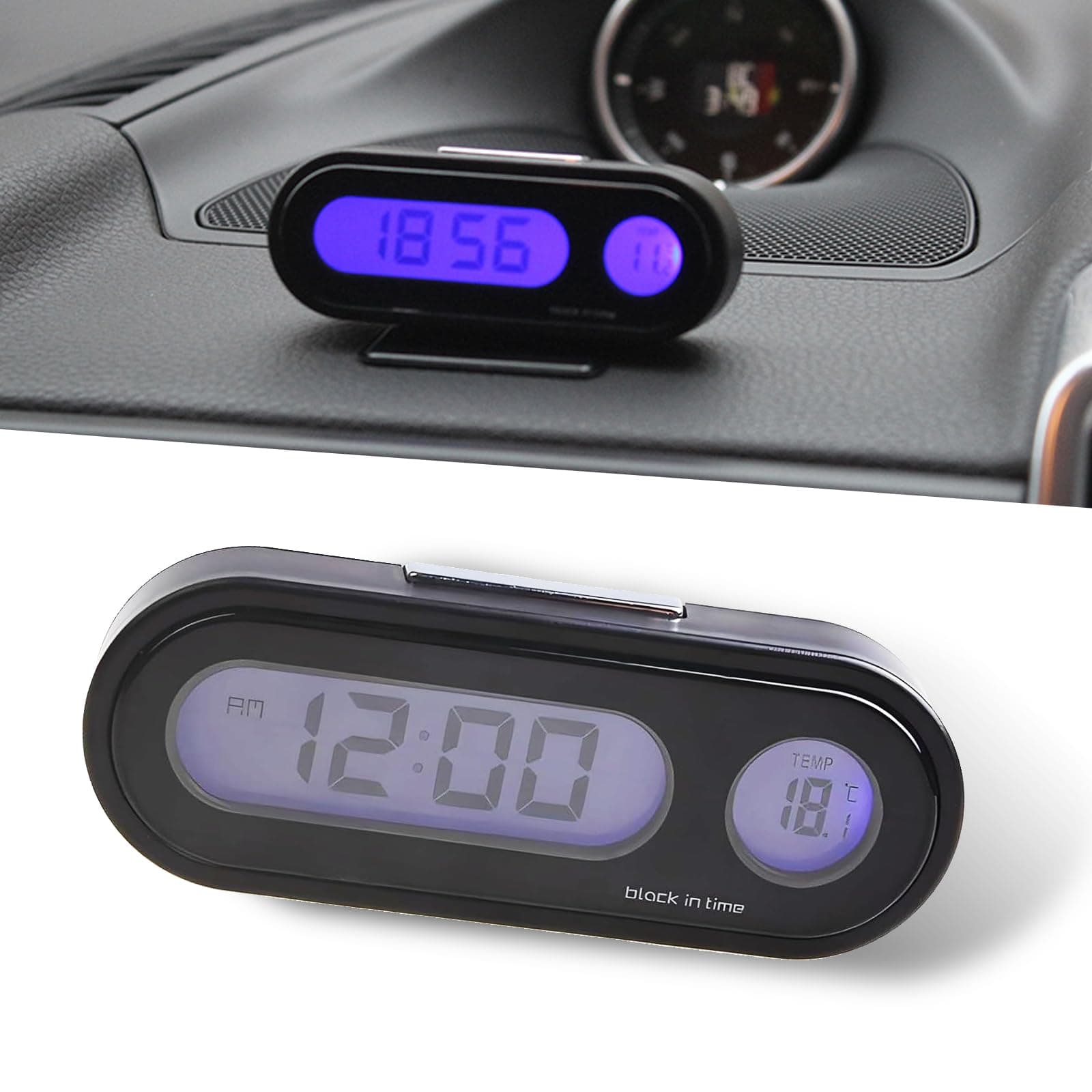 Sinytuto Car Clock, LED Digital, Universal for Most Cars, Trucks and Vans (Black #2)