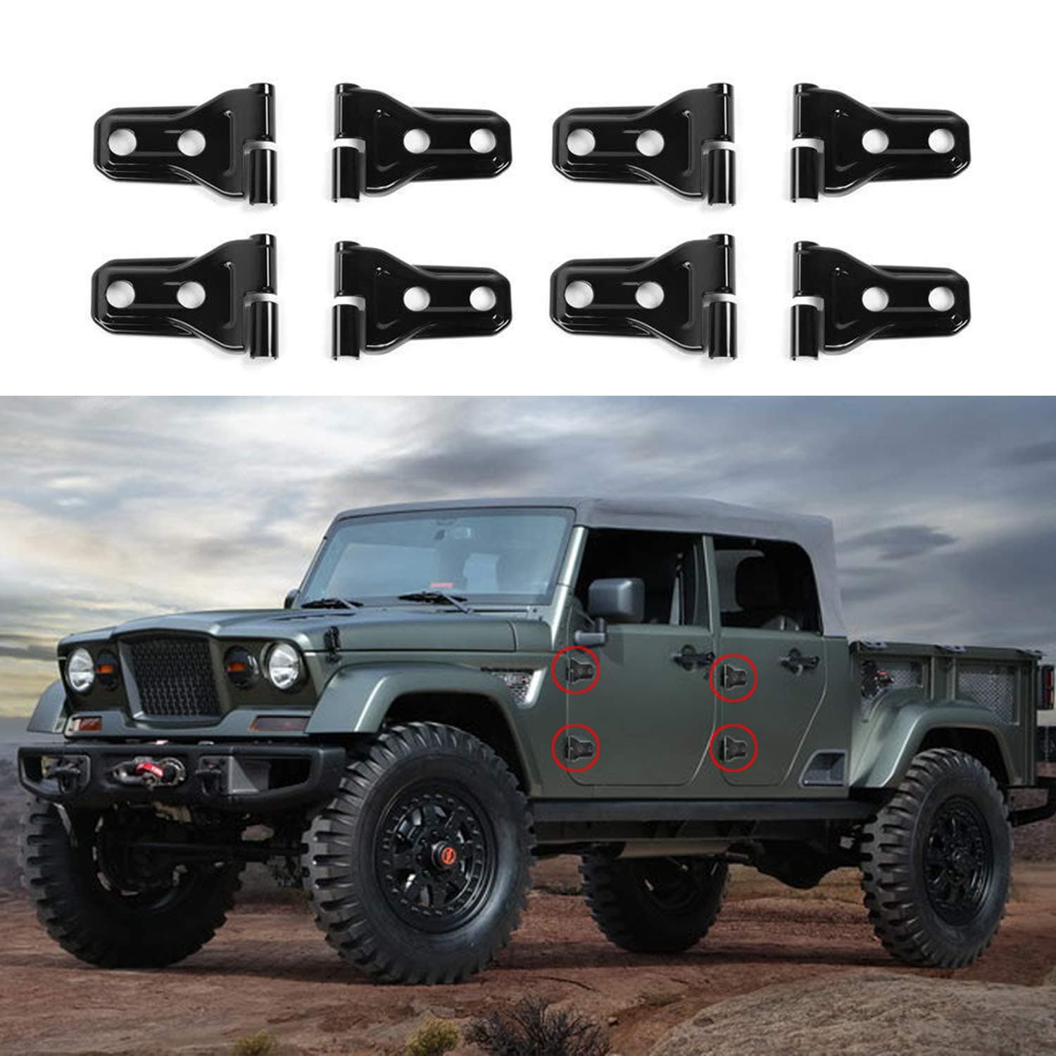 cartaoo Door Hinge Cover Protector Trim for 2018 Jeep Wrangler JL 2-Door or 4-Door(Pack of 8) (Black, JL-4-DOOR)