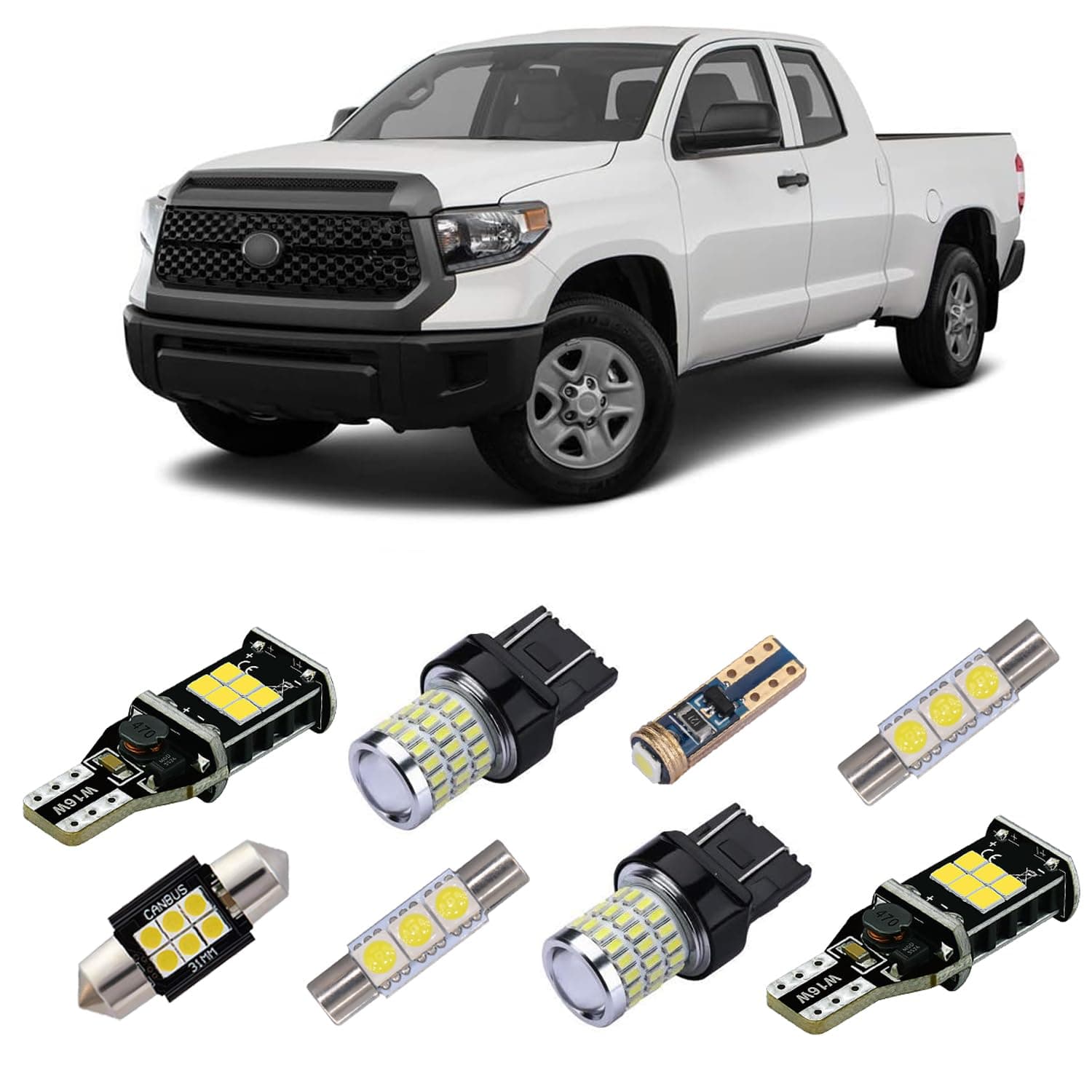 iBrightstarSuper Bright Canbus LED Bulbs Package Kit fit for Toyota Tundra 2014-2019 Interior Lights + License Plate Lights + Cargo Lights + Back Up Reverse Lights, Xenon White