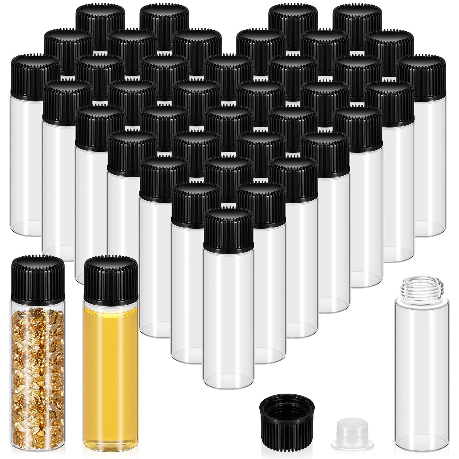 Lallisa 80 Pcs 7 ml Small Glass Vials with Screw Caps and Plastic Stopper Anointing Oil Sample Clear Bottles Leakproof for Liquids Aromatherapy Fragrance Lightweight Perfume Travel