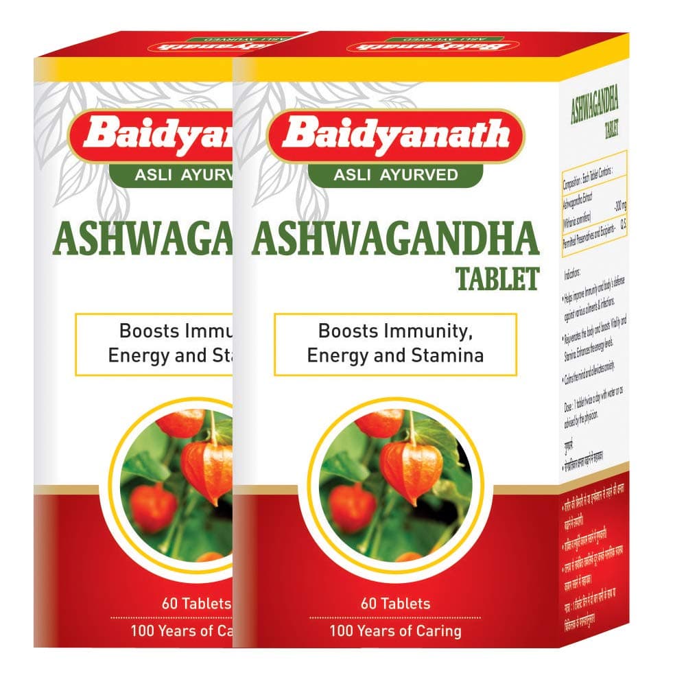 Ashwagandha 60 Tablets (Pack Of 2)| Rejuvenates Mind & Body | Improves Strength & Energy | Immunity Booster | Rich in Antioxidants