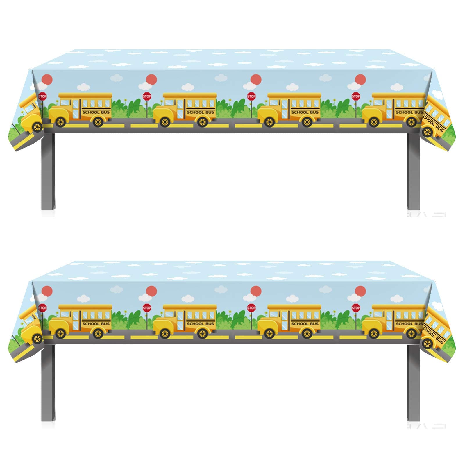 Oringaga 2PCS Welcome Back to School Party Supplies Plastic Table Cover - First Day of School/100 Days of School Party Decorations Favors Supplies Plastic Table Cloth Runner(86.61'' x 51.18'')