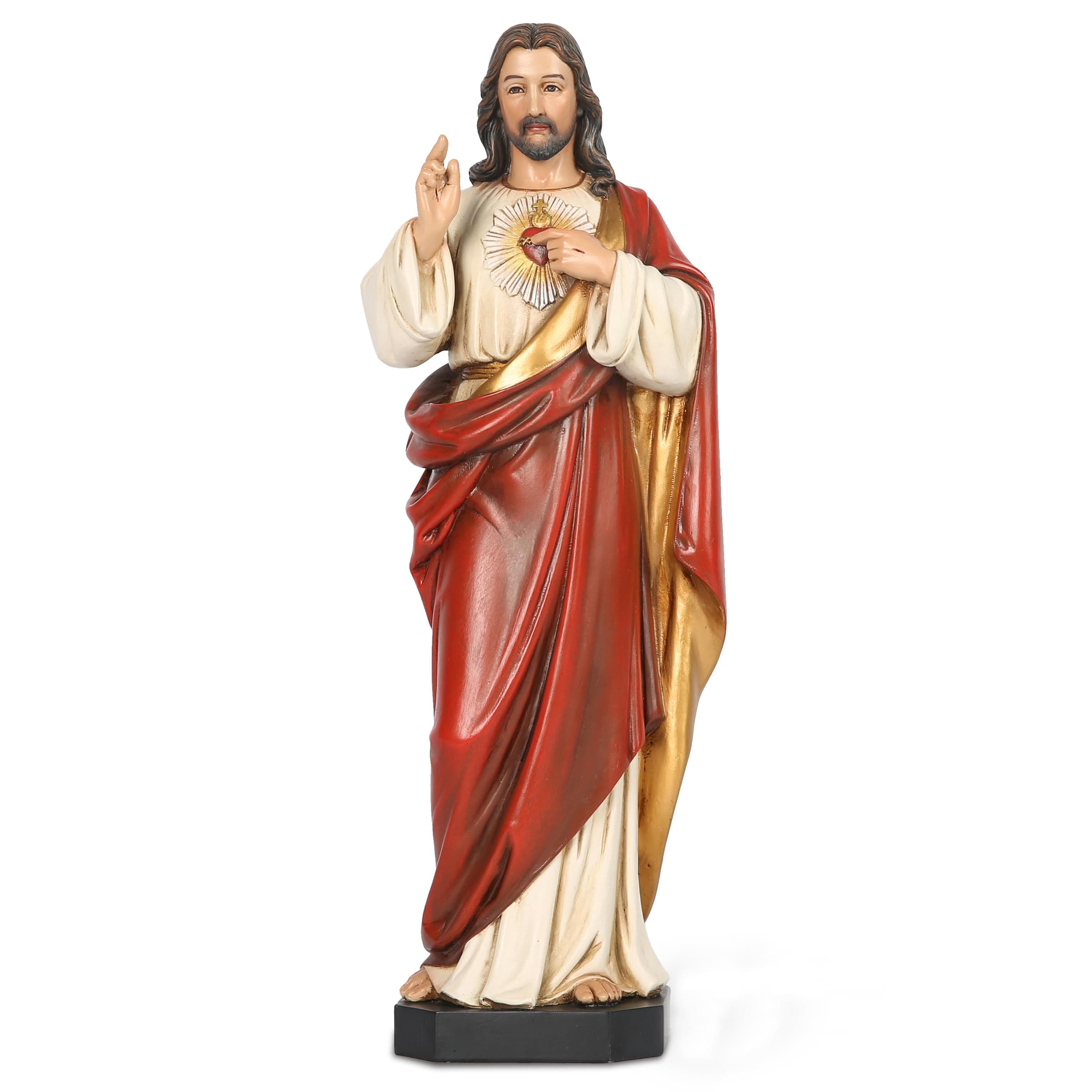 BC Catholic Sacred Heart of Jesus Statue, 14.75" H Jesus Christ Catholic Figurine, Religious Gift, Handpainted by Buildclassic