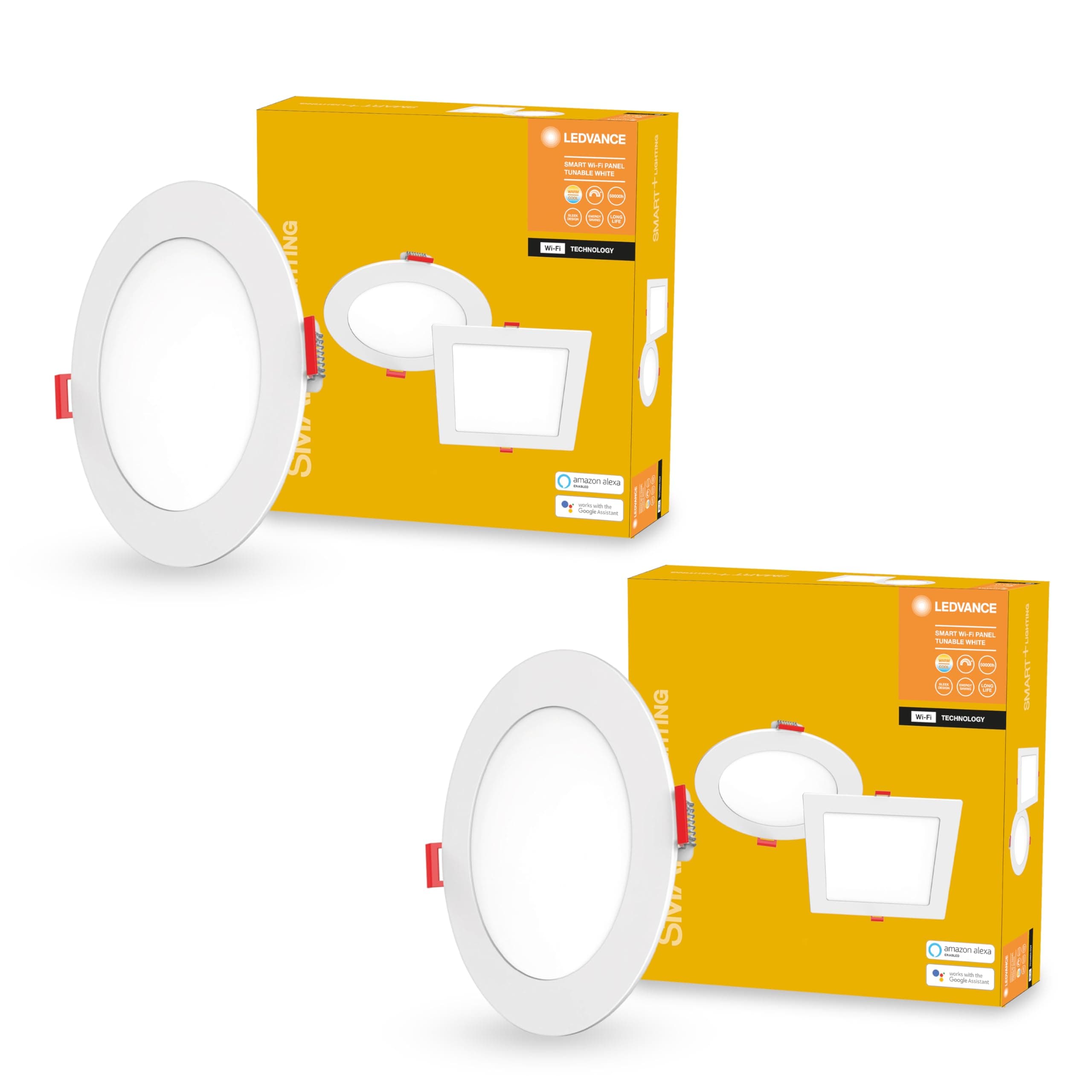 LEDVANCE Smart Wi-Fi 15W LED Round Panel | Tunable White | Dimmable | Pre-Set Modes | Aluminium Body | Compatible with Amazon Alexa and Google Assistant | Suitable for Indoor use | Pack of 2