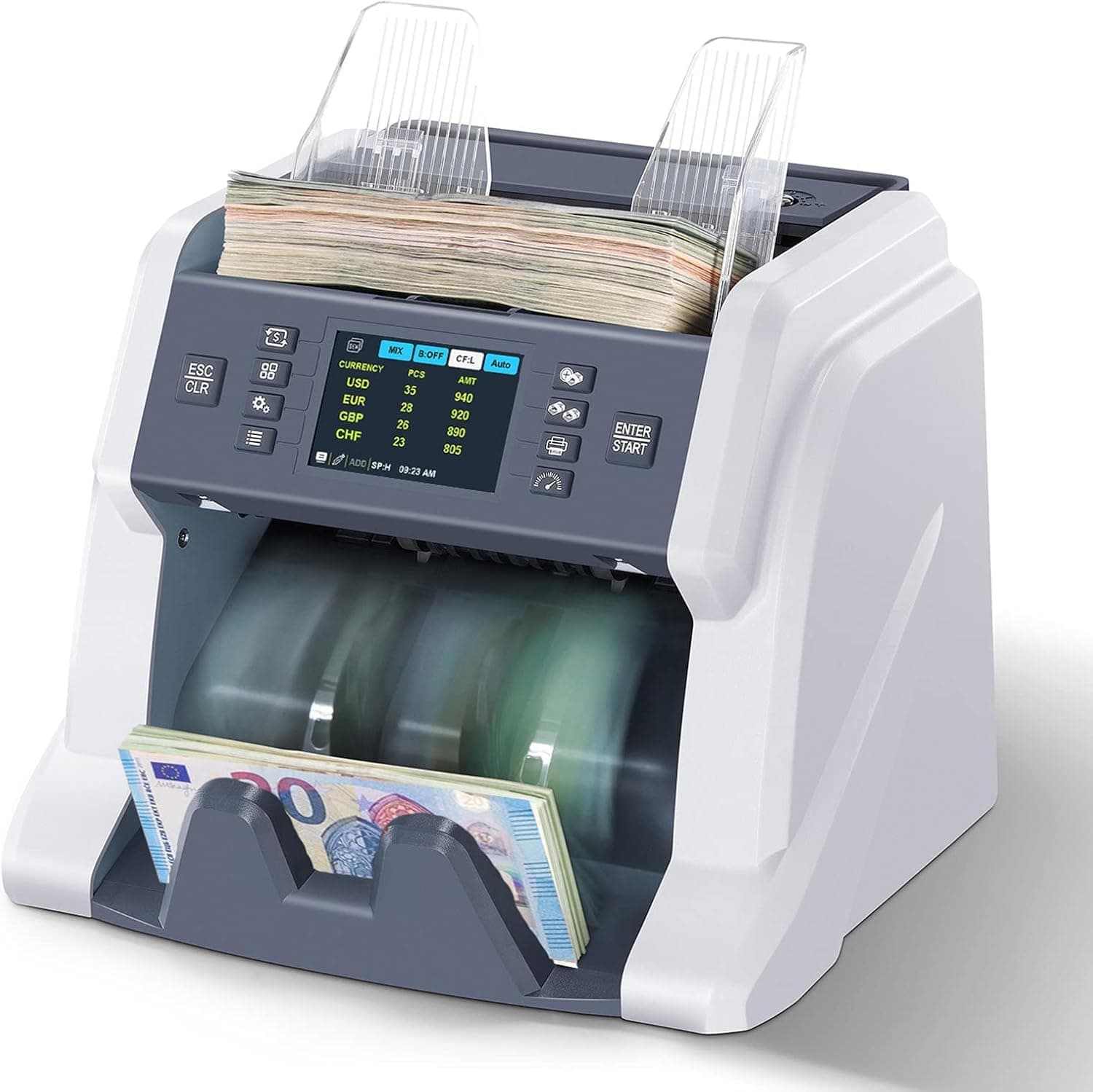 BC-40 Mix Denomination Money Counter Machine Cash Value Bill Counting Multi Currency CIS/UV/MG/IR Counterfeit Detection