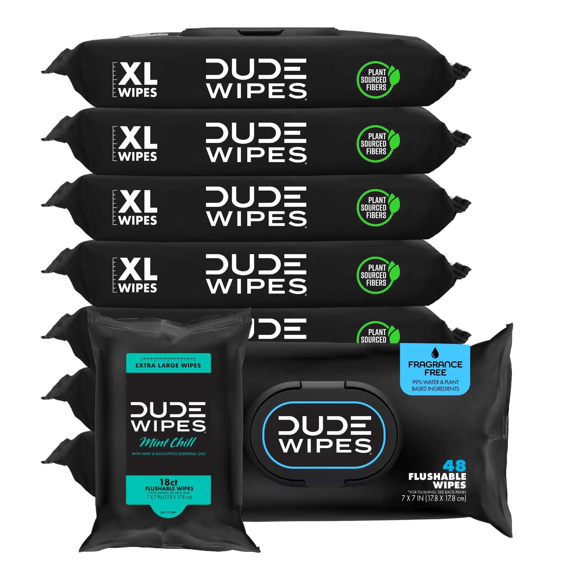 Wipes Unscented Flushable Wipes - Extra-Large Adult Wet Wipes for Sensitive Skin - 8 Pack (384 Count) + Mint Travel Pack (18 Count) - Infused with Vitamin E and Aloe - Septic and Sewer Safe