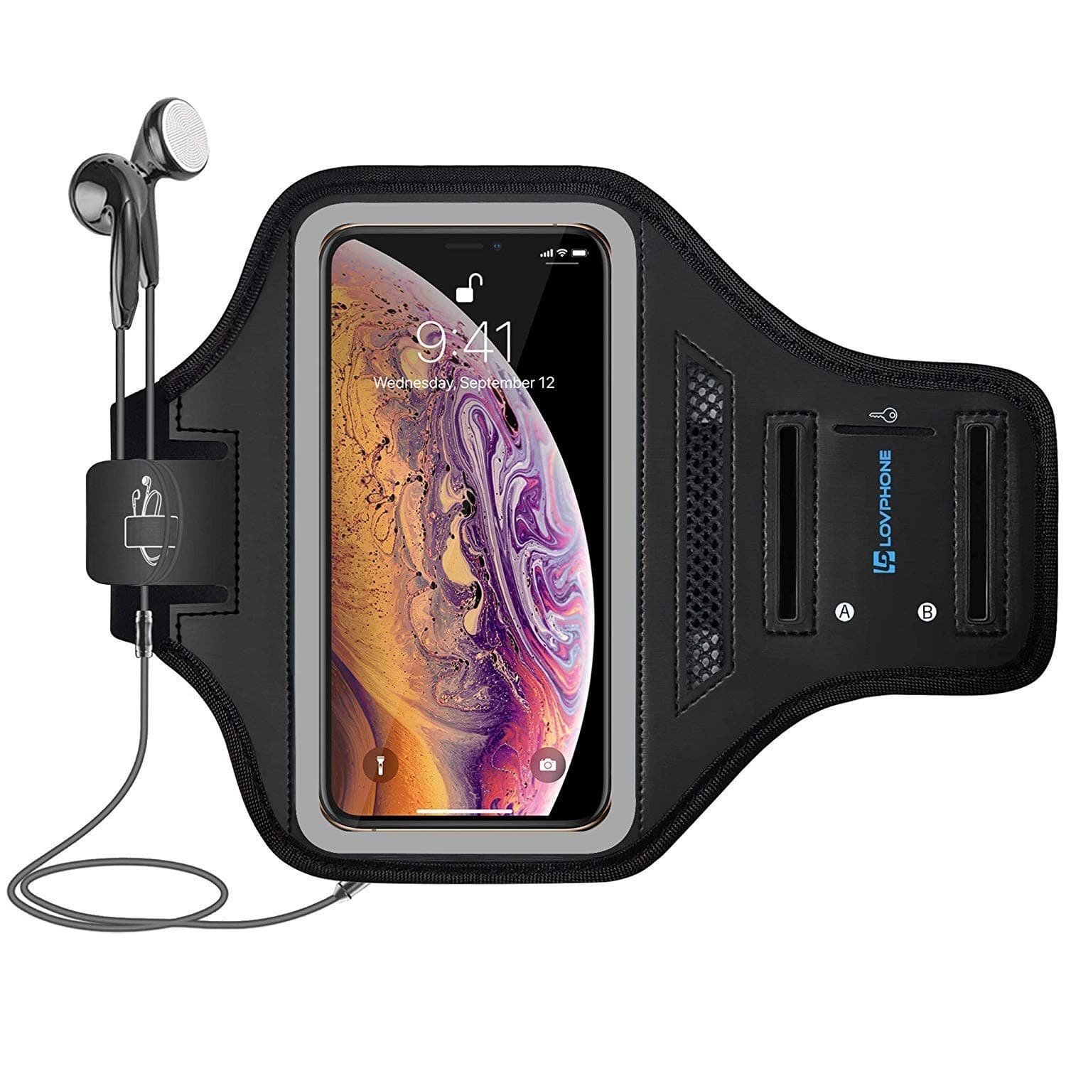 iPhone 14 Pro/ 14/13 Pro/ 13/12 Pro/ 12/11 Pro Max/ 11 Pro/ 11/ XR/XS Max Armband, Sport Running Exercise Gym Case with Key Holder, Card Slot (Rosy)