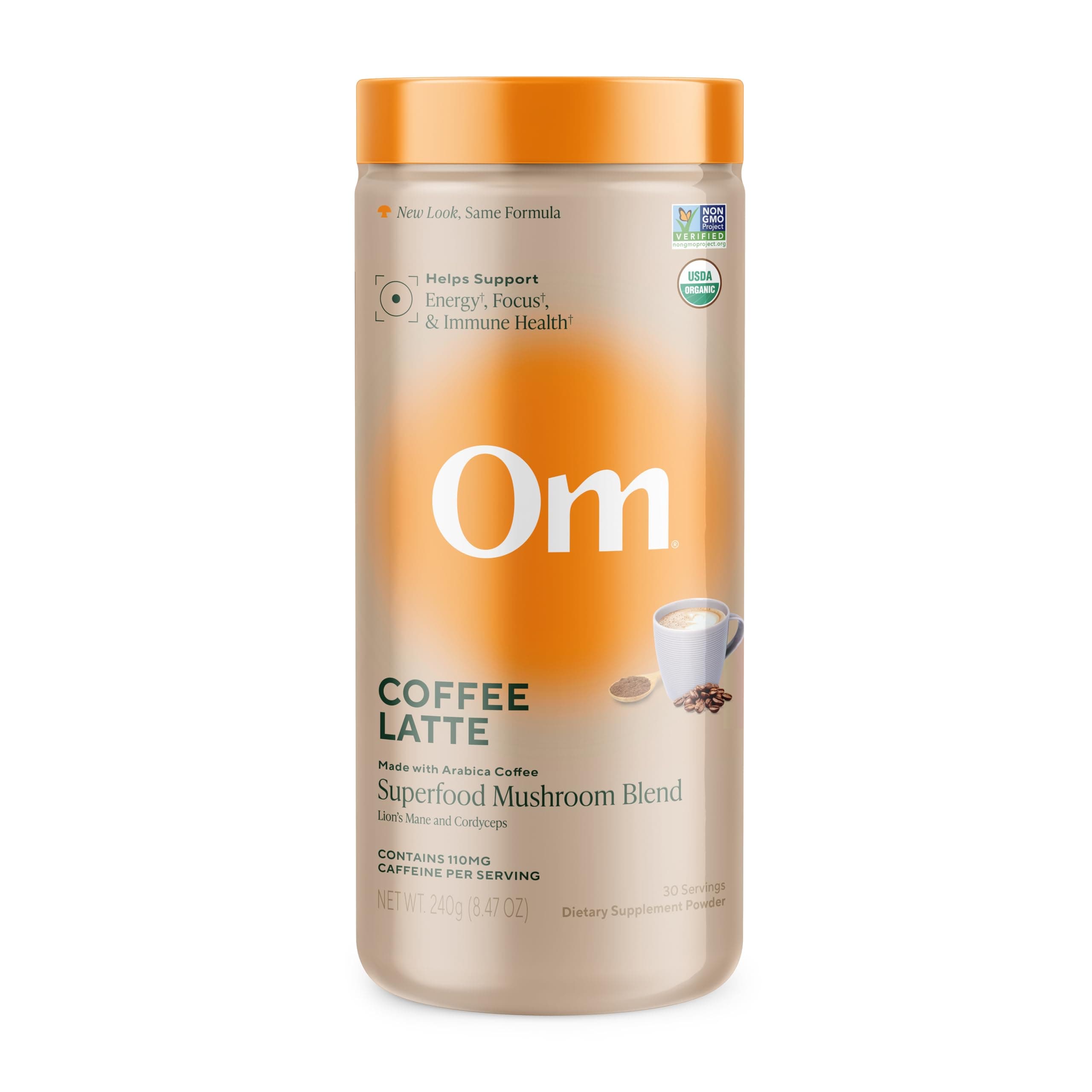 - OM MUSHROOM SUPERFOOD Coffee Latte Blend – Functional Mushroom Powder with Lion’s Mane, Cordyceps, Reishi & Chaga – Energy, Focus & Mental Clarity Support – 8.47 oz Canister (30 Servings)