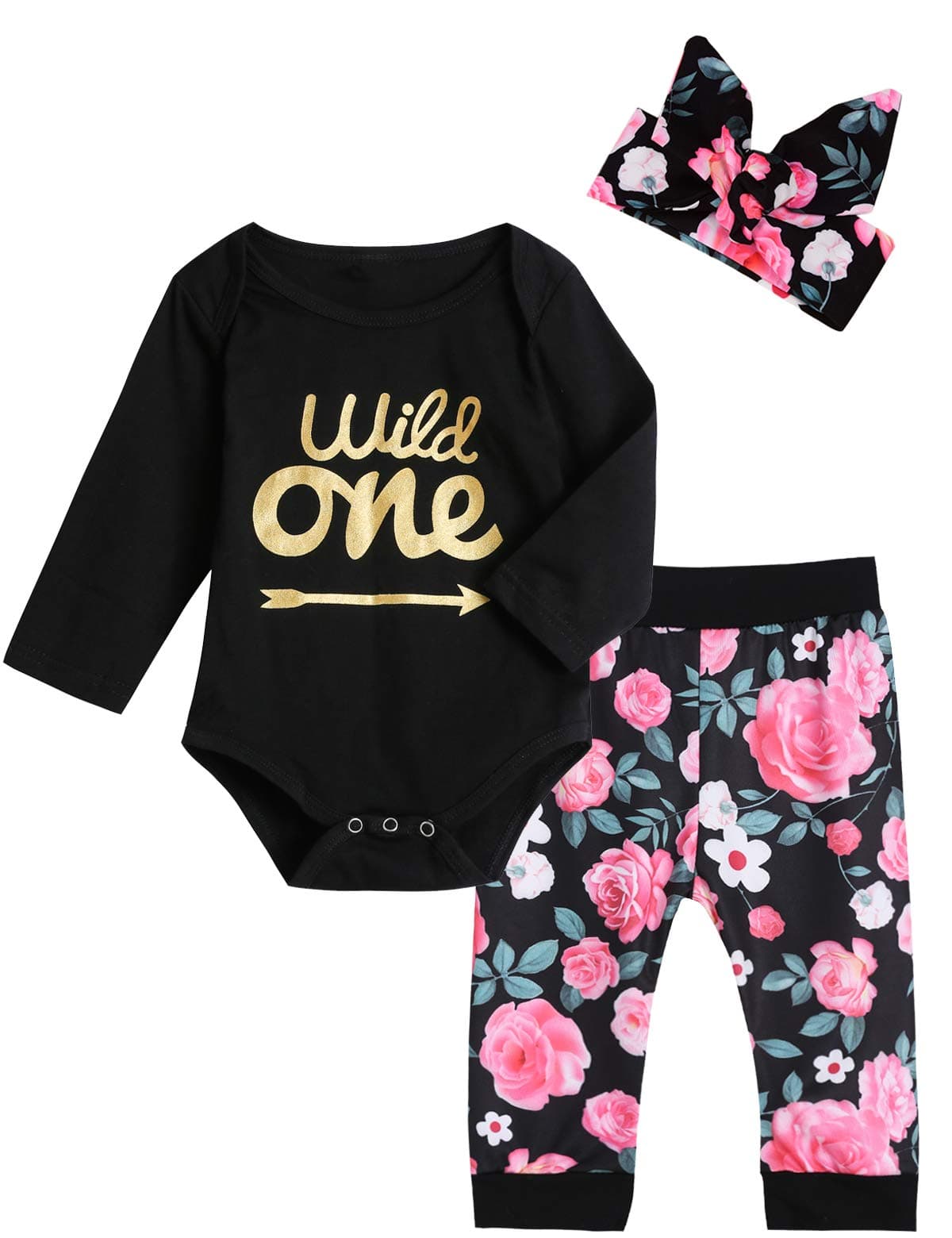 Shalofer Baby Girl First Birthday Outfit 1st Birthday Girl Wild One Clothes Set