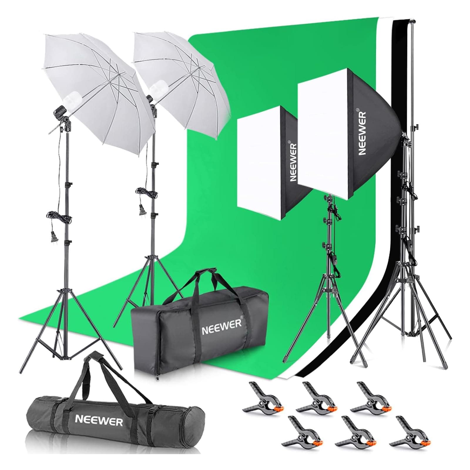 Photography Lighting kit with Backdrops, 8.5x10ft Backdrop Stands, UL Certified 5700K 800W Equivalent 24W LED Umbrella Softbox Continuous Lighting, Photo Studio Equipment for Photo Video Shoot