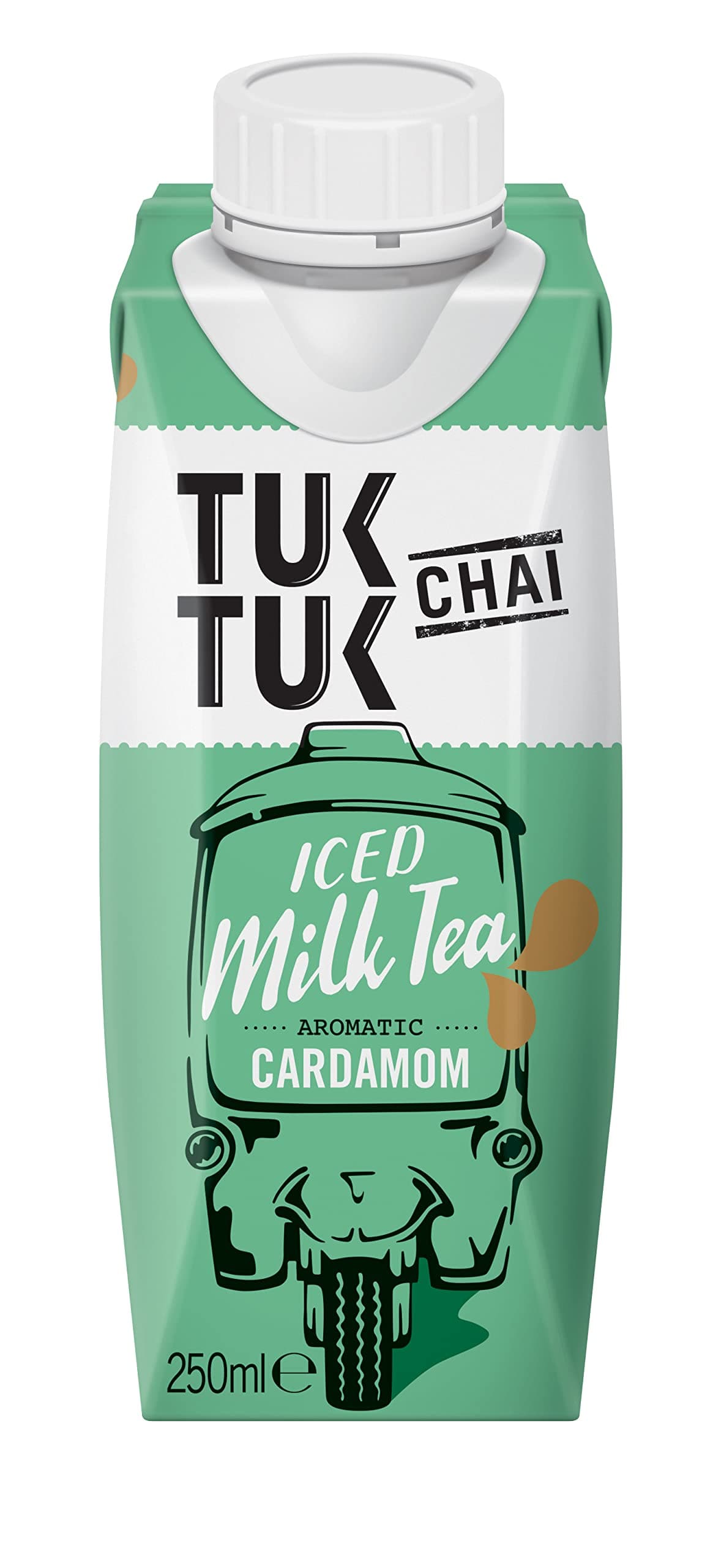 Tuk Tuk Chai Ready-to-Drink Iced Milk Tea | 12 x Aromatic Cardamom| Vegetarian | Gluten-Free | Nothing Artificial | Only 125 Kcal (12x250ml)