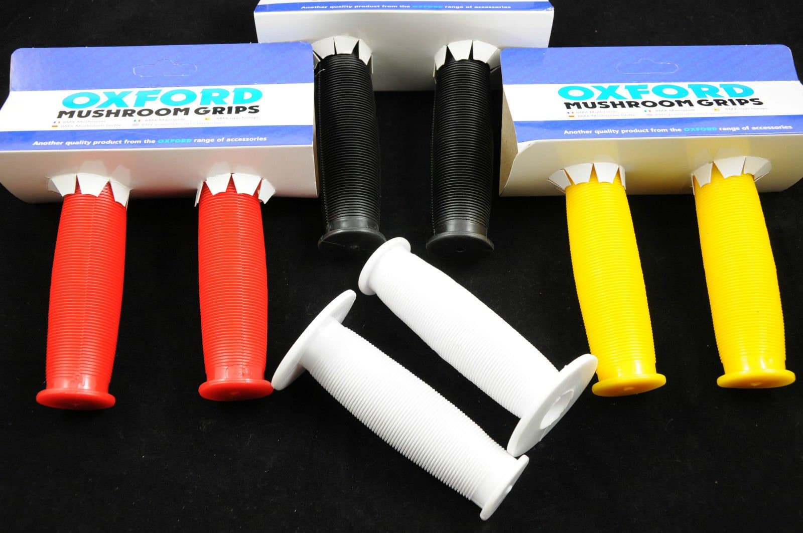 Oxford Grips MUSHROOM TYPE BMX HANDLEBAR GRIPS CHOICE OF RED,YELLOW BLACK OR WHITE NEW
