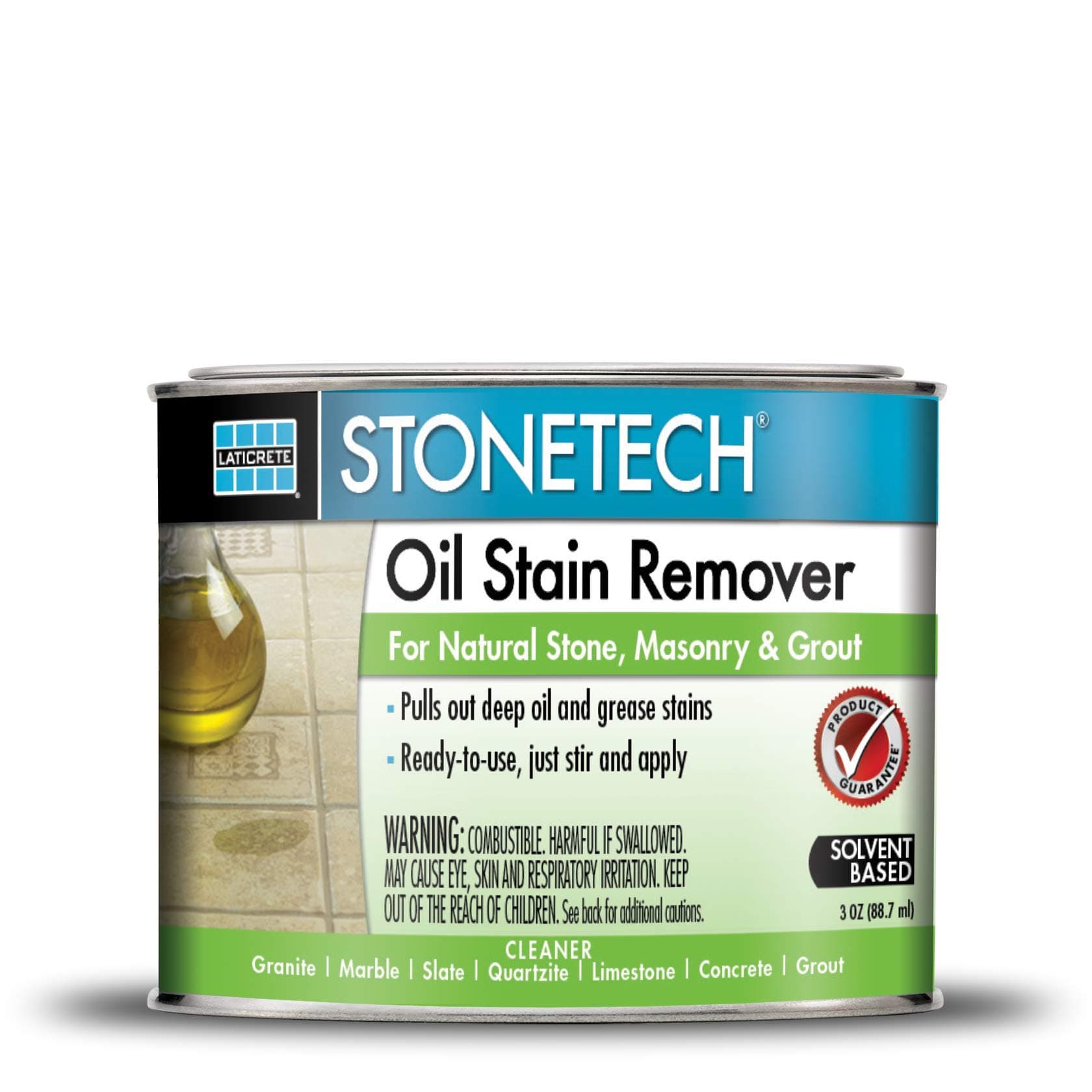 STONETECH Oil Stain Remover, Cleaner for Natural Stone, Grout, & Masonry, 3OZ (88.7ML) Can