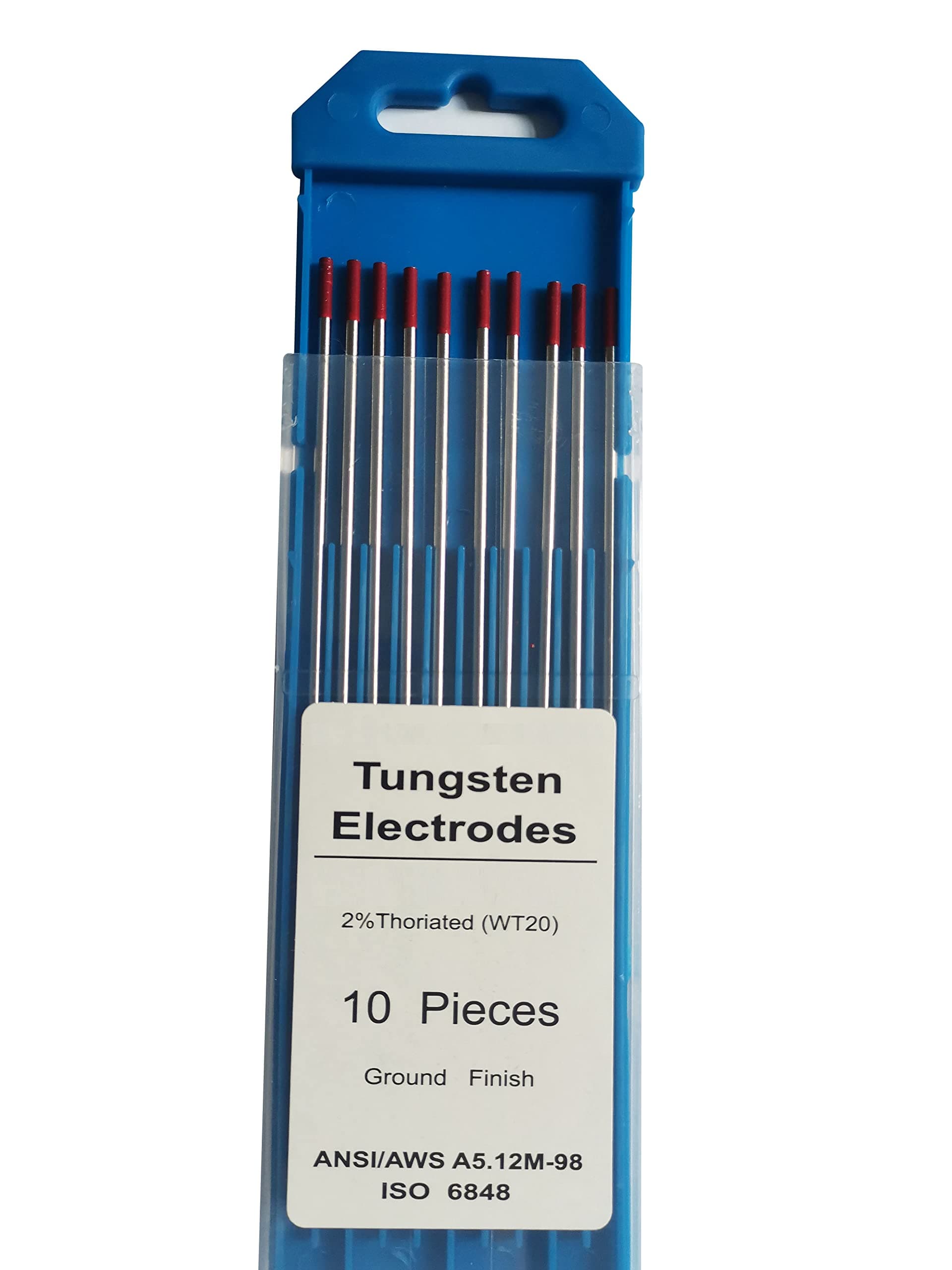 TIG Welding Tungsten Electrodes Diam.2.0mm, with 2% Thorium, WT20(Red) Thorium Tungsten Welding Rods, 2.0mm x175mm 10pcs Pack.