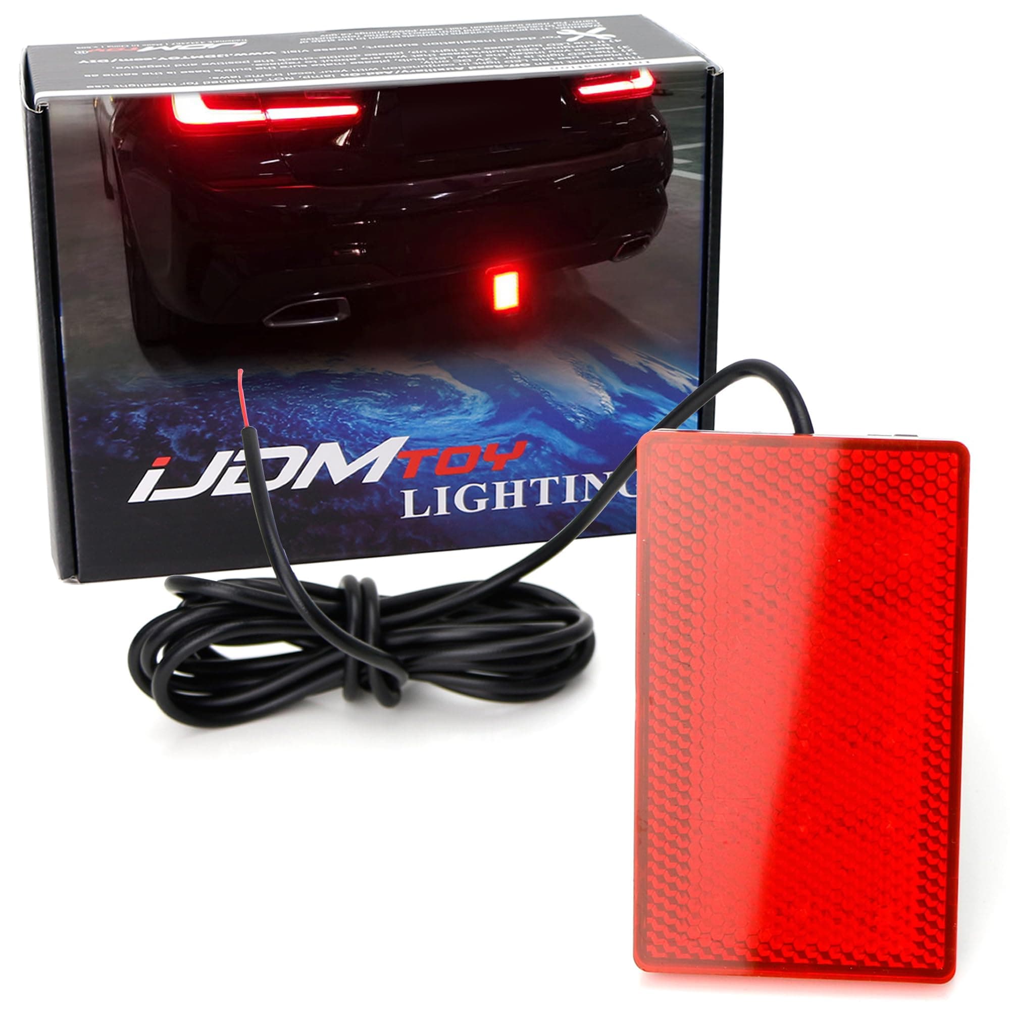 iJDMTOY Universal Fit Red Lens 15-LED Rear Bumper Diffuser Rear Fog Pilot Light Kit w/ F1 Style Strobe Brake Feature & Adjustable Add-On Mounting Bracket For Car SUV