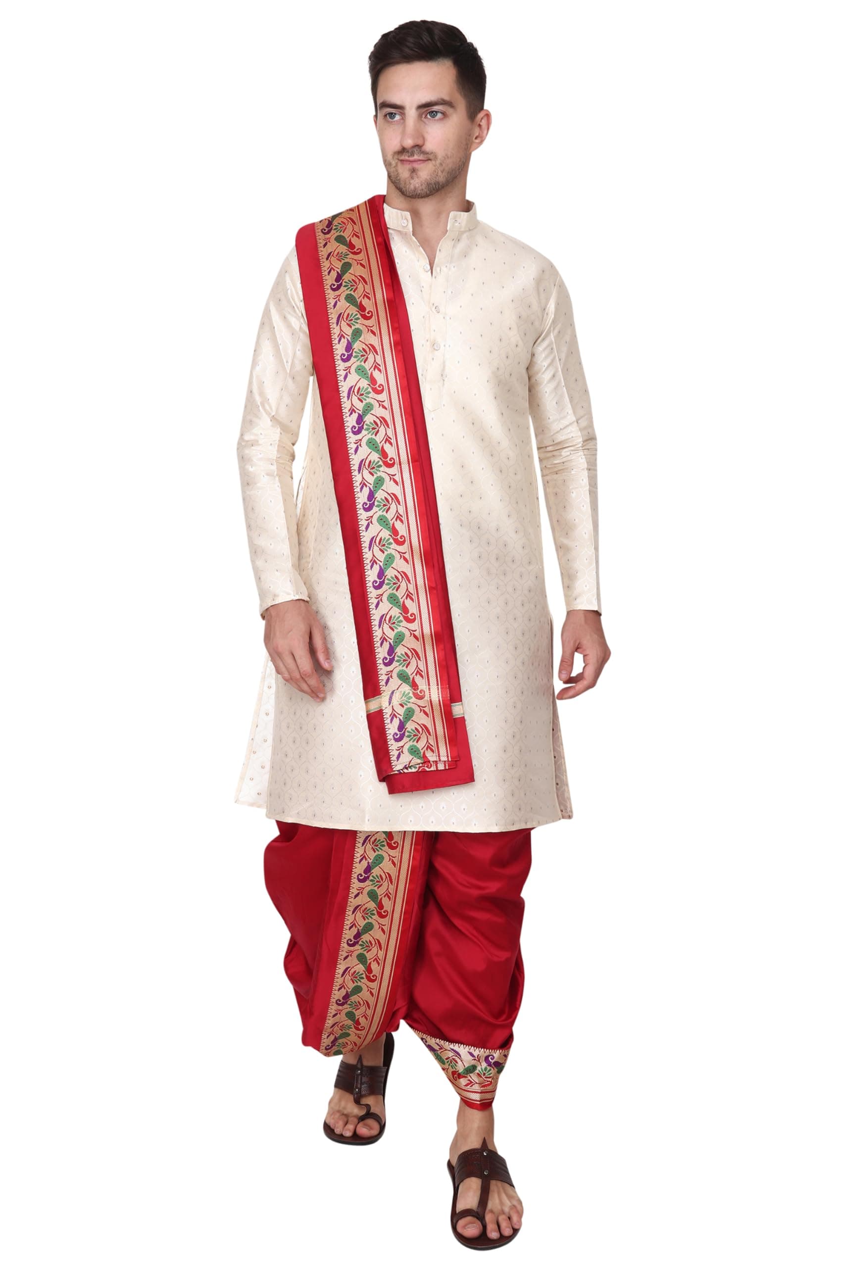 Rameshwaram Fabrics Gold Color Silk Kurta with Pajama Set