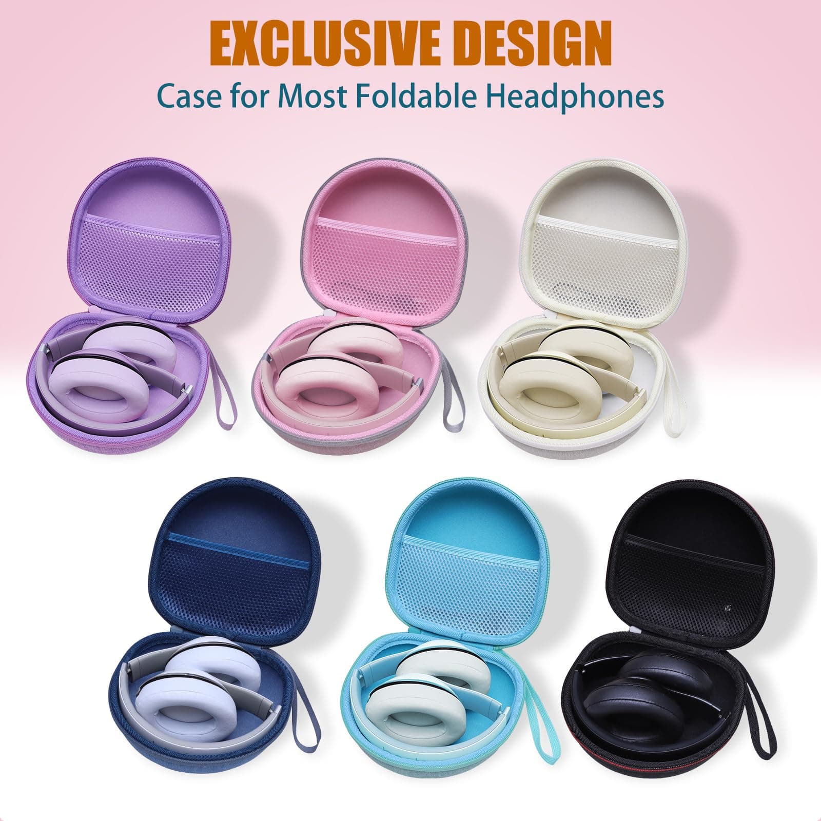 Headphone Case Compatible with Bose QuietComfort/BERIBES/TOZO/KVIDIO/Beats/Soundcore Anker Noise Cancelling Over-Ear Headphones, Pink