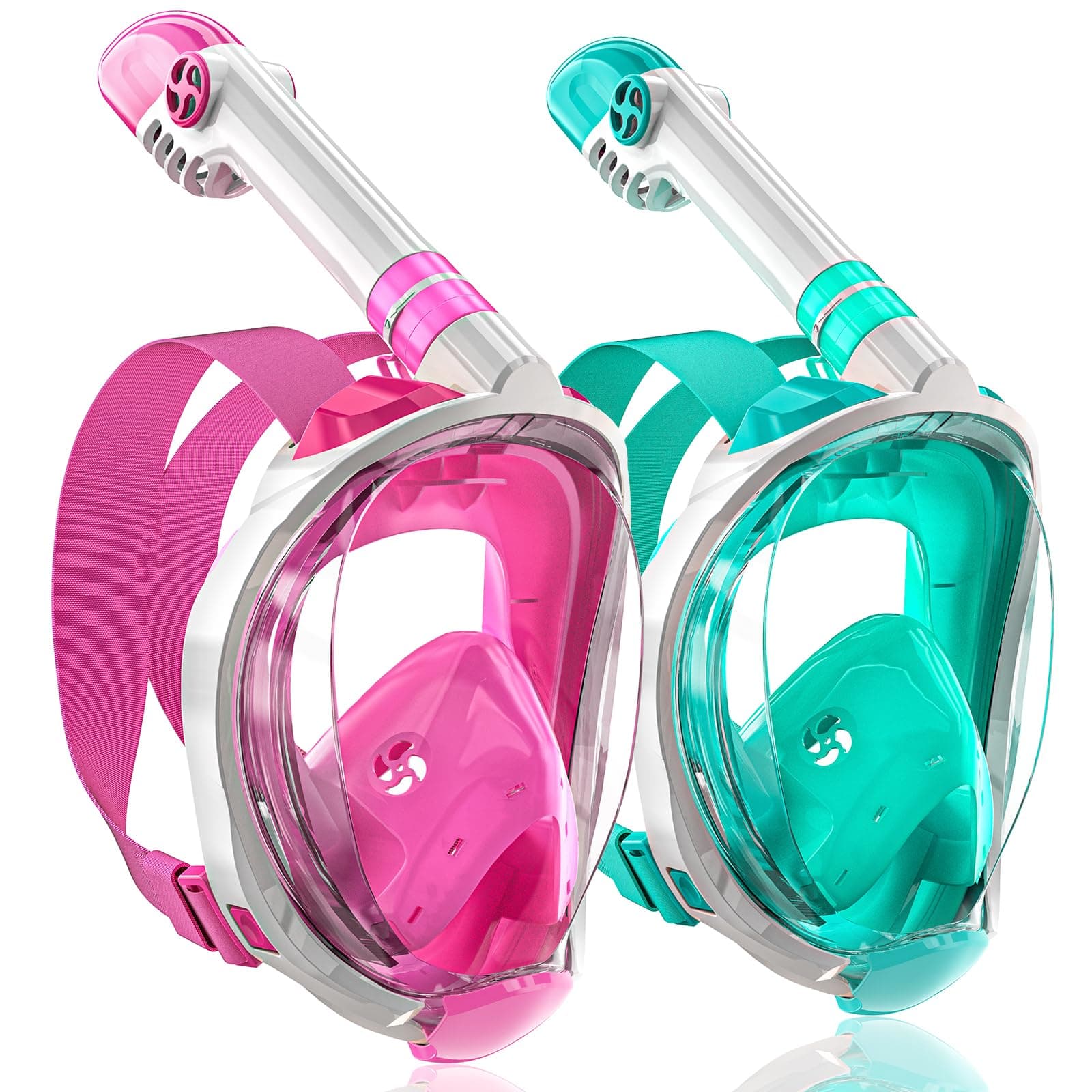 QingSongKids Snorkel Mask Full Face, Snorkeling Set with Camera Mount, Foldable 180 Degree Panoramic View Snorkeling Gear Anti-Fog Anti-Leak