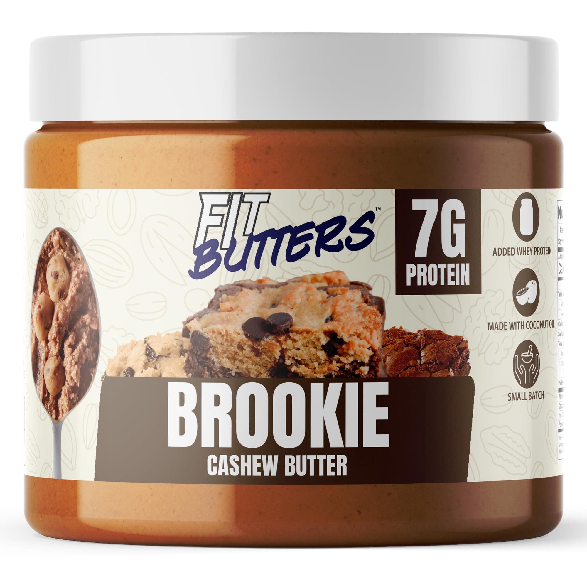 High Protein Nut Butter and Protein Cashew Butter, Legendary Low Carb Spread with Added Protein (Brookie)