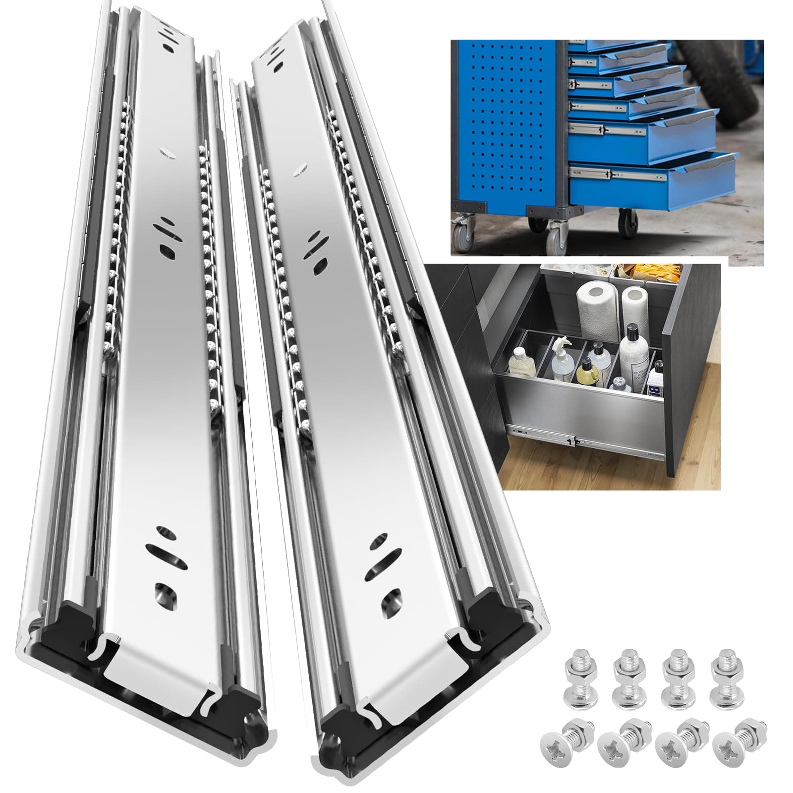 SHUHANG 1 Pair 150 lb Load Capacity Heavy Duty Drawer Slides 40 Inch Full Extension Ball Bearing Rails Side Mount Cabinet Glides RV Tool Box Runners