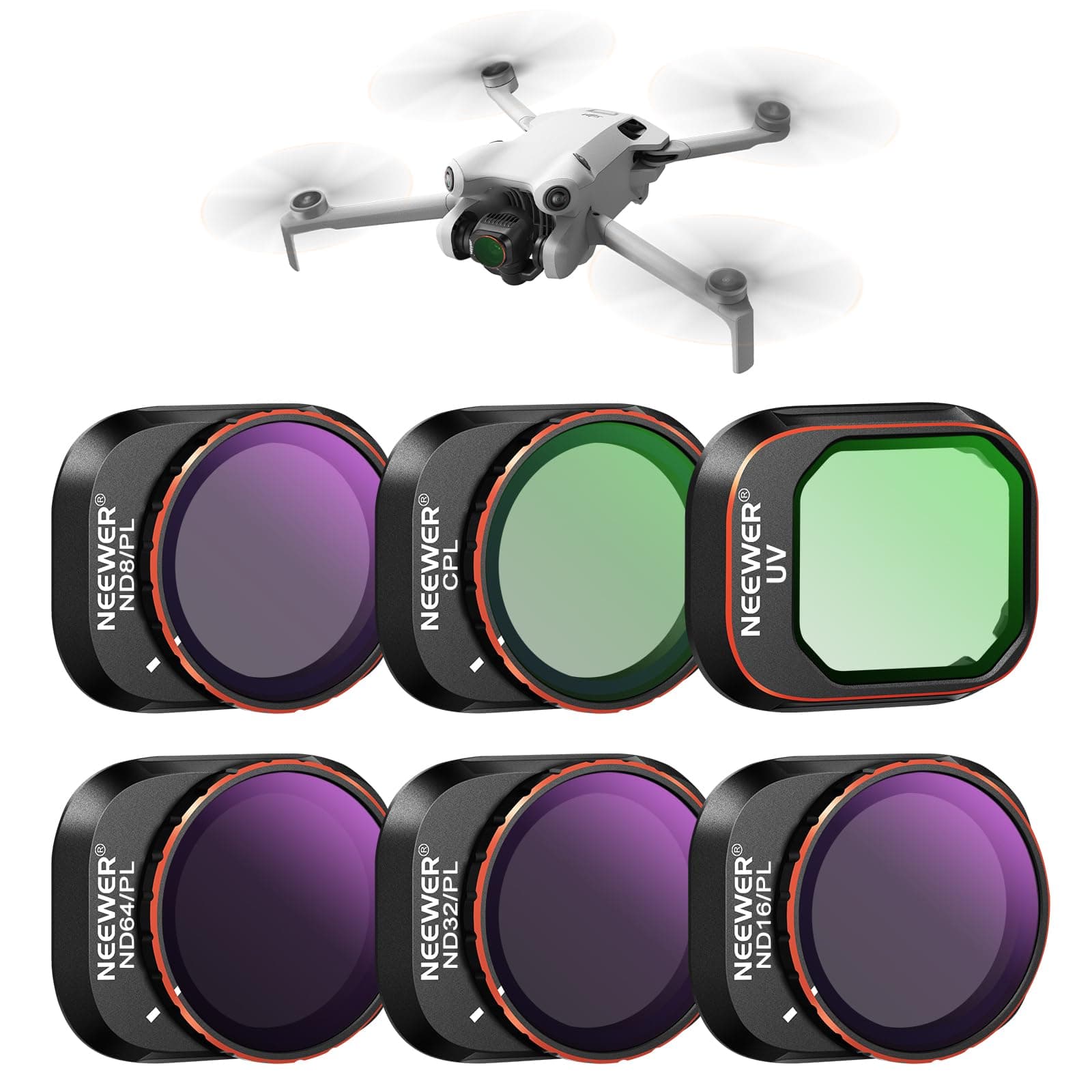 ND/PL Filter Set Compatible with DJI Mini 4 Pro, 6 Pack UV CPL ND8/PL ND16/PL ND32/PL ND64/PL Polarizer Neutral Density Drone Lens Accessories, Multi Coated HD Optical Glass/Aluminum Frame