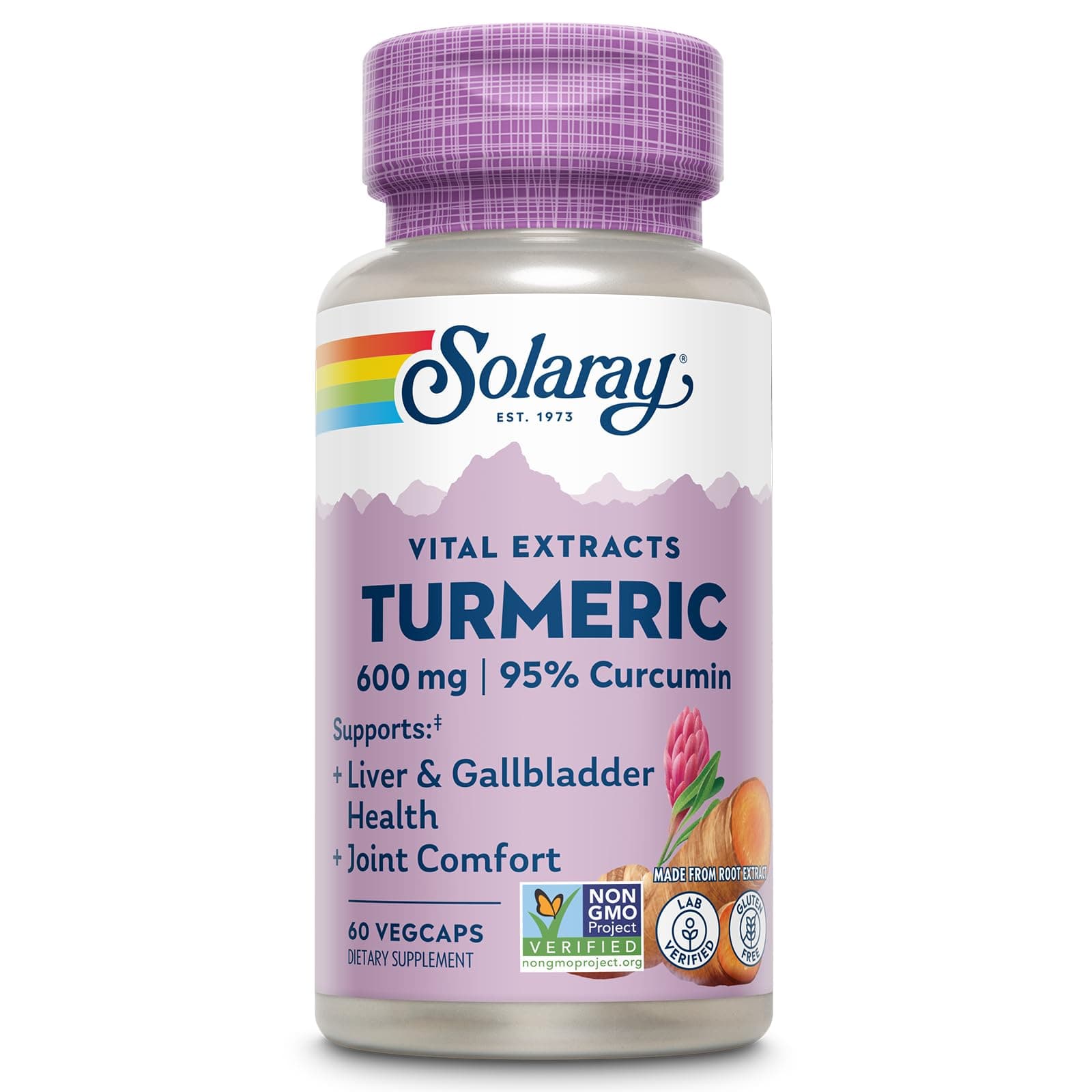 Turmeric Supplement 600mg - Turmeric Root with 95% Curcumin - Joint Support Supplement - Joint Health, Gallbladder and Liver Support, Non-GMO, Vegan, Gluten Free, 60-Day Guarantee, 60 Servings