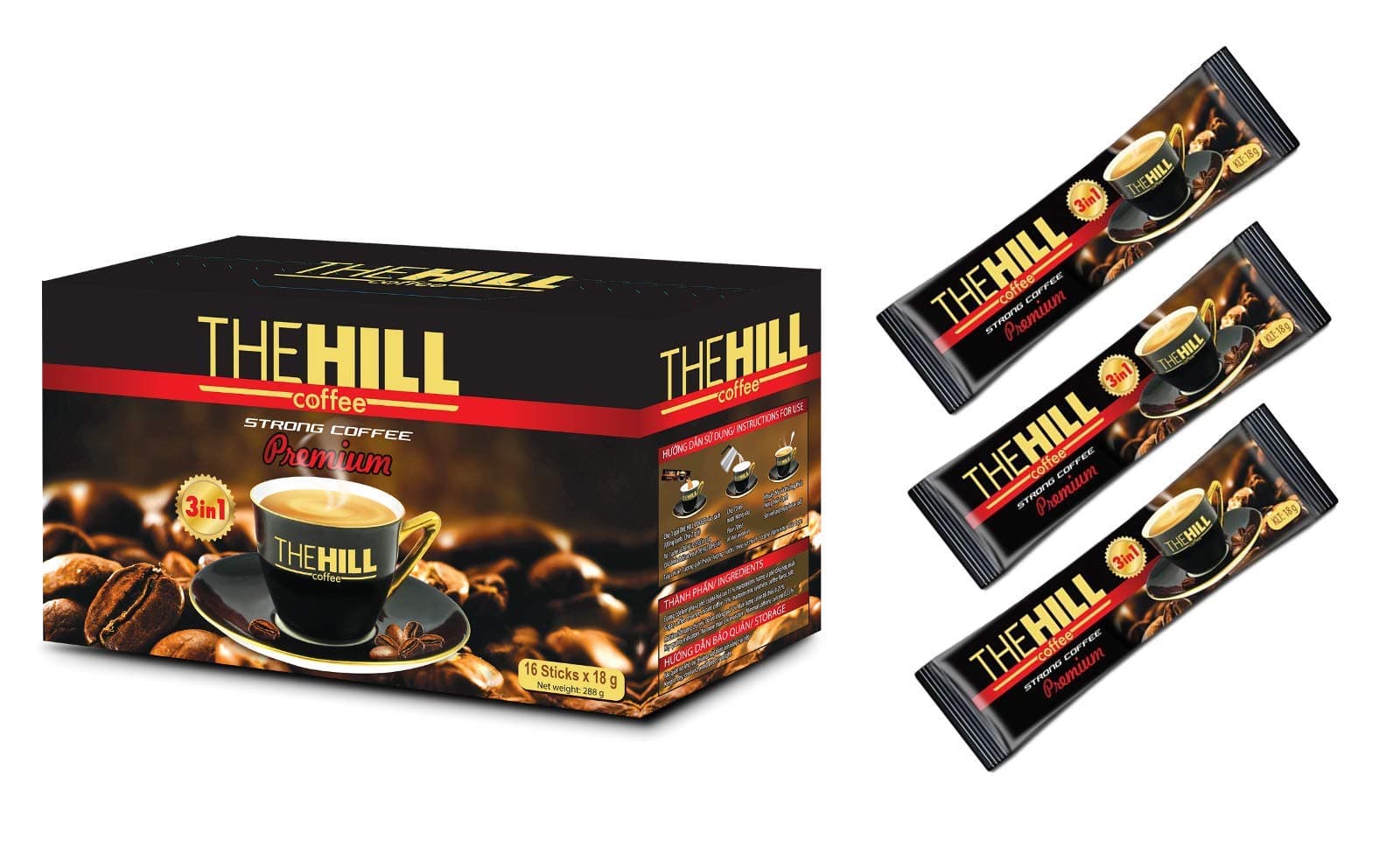 The Hill Strong 3 in 1 Coffee. Best Instant Coffee Packets with Creamer and Sugar. Aromatic Vietnamese Coffee with Coffee Creamer Powder. Strong Flavor. 1 Box of 16 Coffee with Creamer Packets