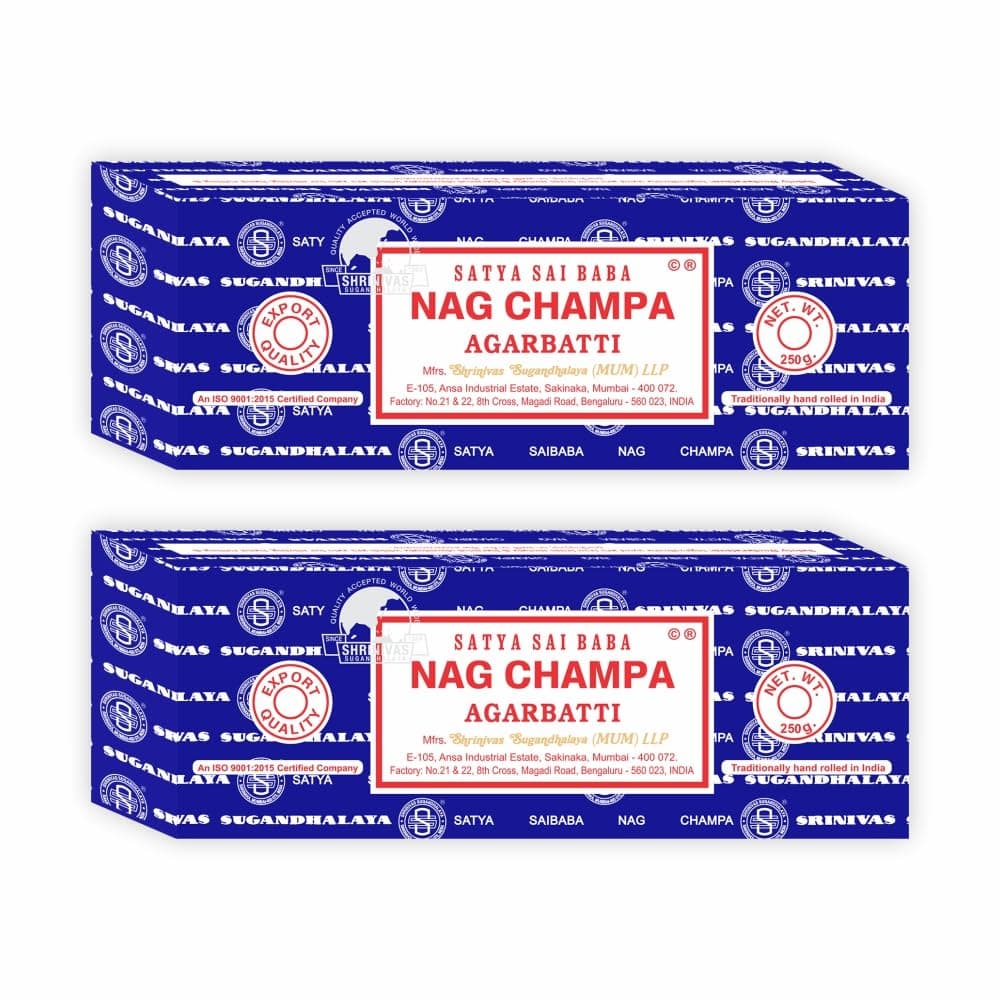 Satya Sai Baba Nag Champa Agarbatti, 250gms Hand Rolled Fine Quality Incense Sticks for Purification, Relaxation, Positivity, Yoga, Meditation (NC250 Pack of 2)