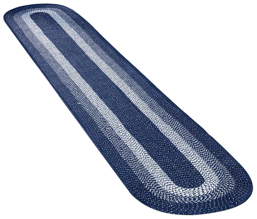 Collections Etc. Traditional Long Braided Runner Rug for The Hallway, Kitchen, Entryway, Navy, 20 X 120