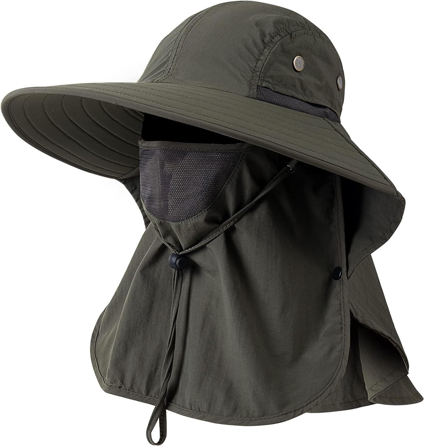 Mens Women Fishing Hat UPF 50+ Wide Brim Sun Hat with Face Cover & Neck Flap