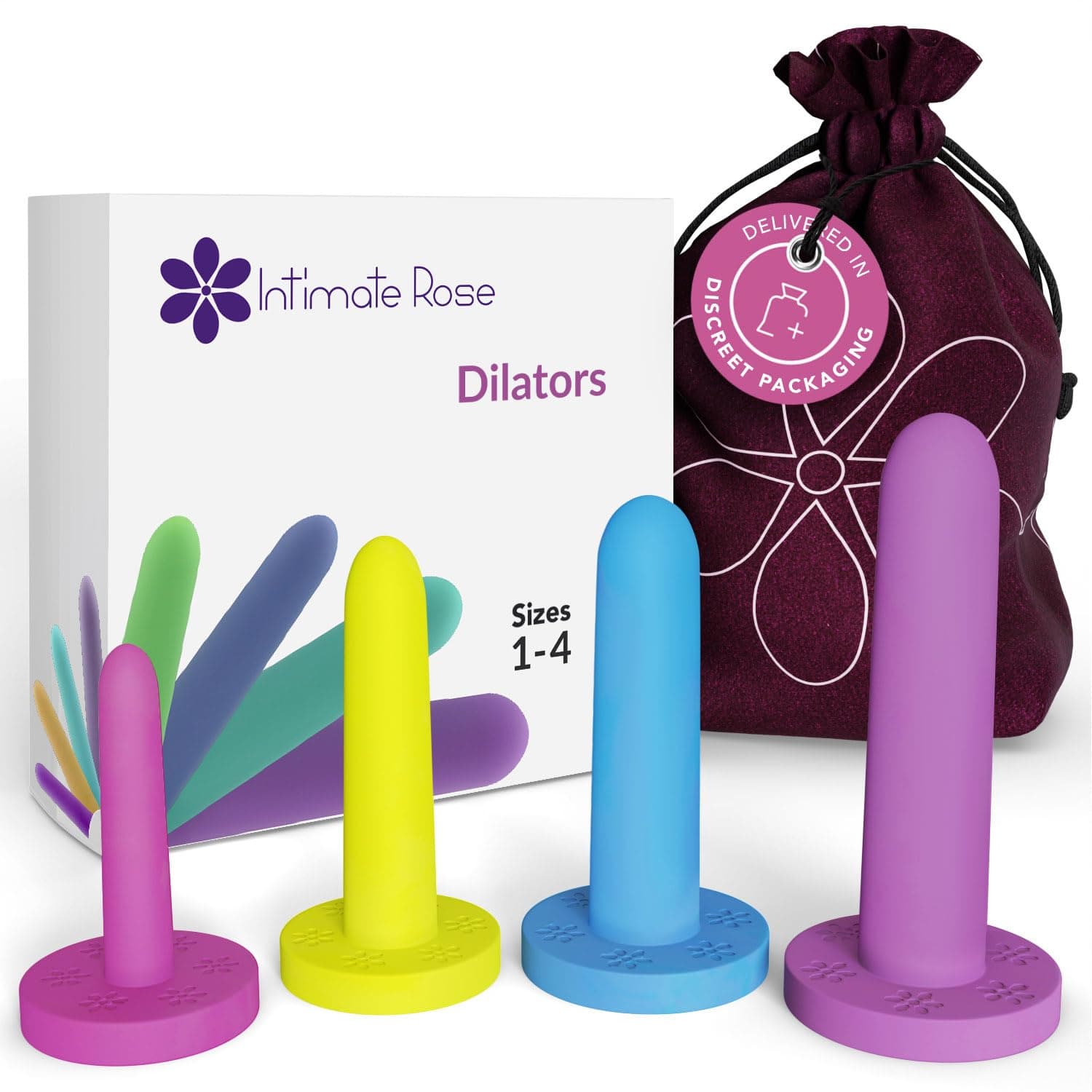 Intimate Rose Small 4-Pack Silicone Dilators for Women & Men, Sizes 1-4