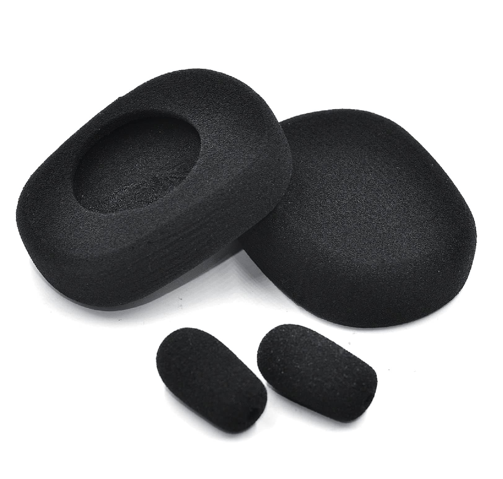 VEKEFF Replacement Cushion Ear Pads Kit for BlueParrott B450-XT Bluetooth Headset (Black, Foam Ear Cushions + Microphone Foam)