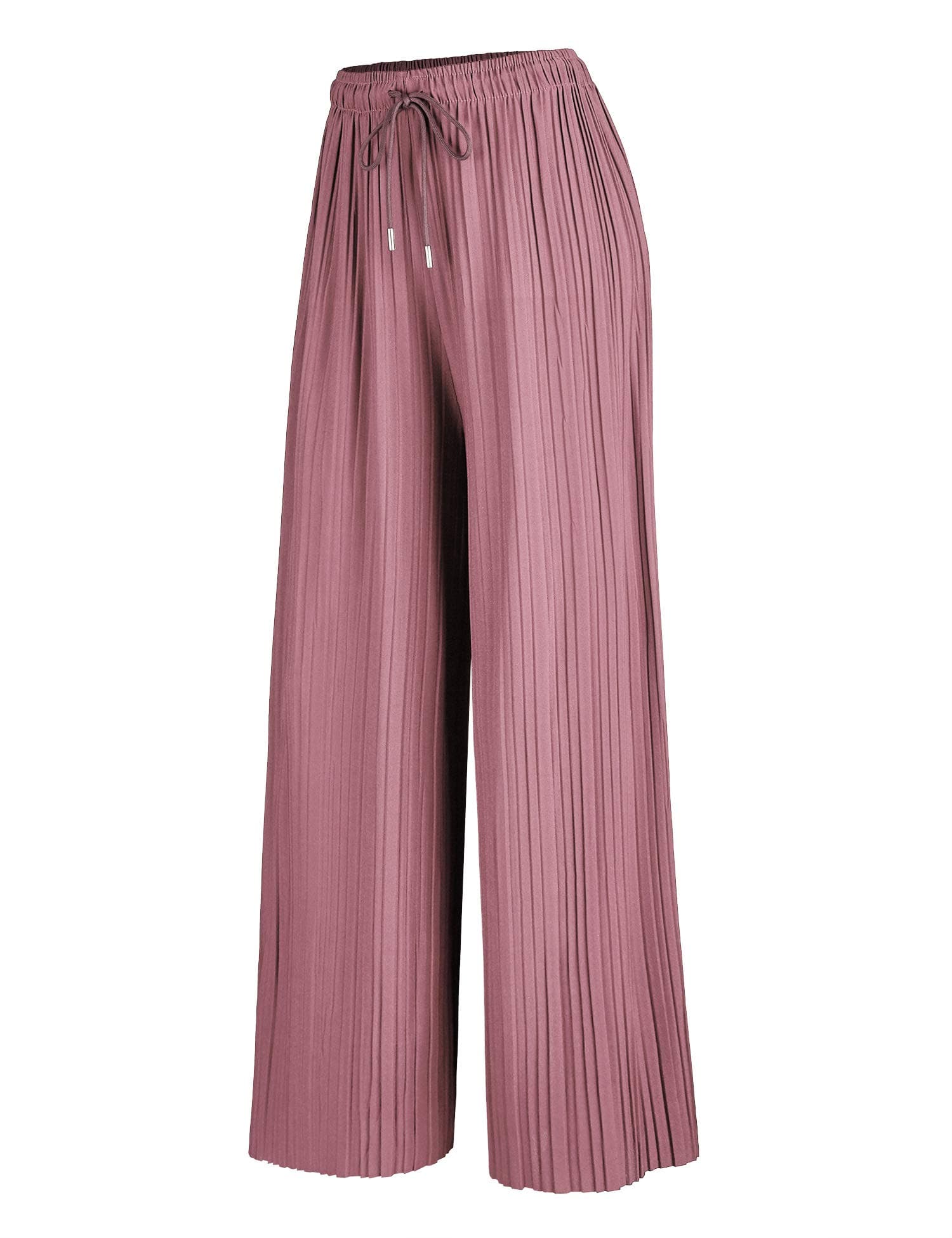 Made By Johnny Women’s Wide Leg Palazzo Pants – High Waist Flowy Fit with Drawstring Waistband for Casual Style