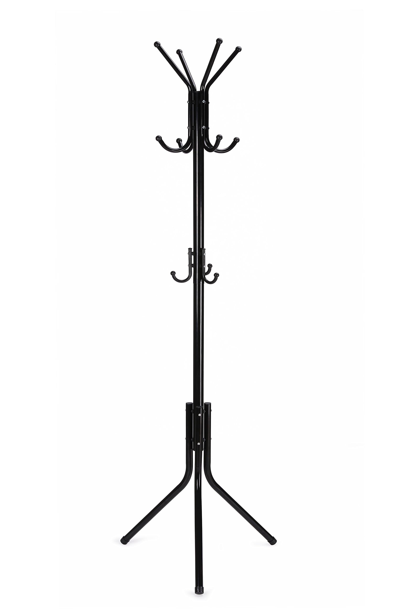 Coat Rack Standing Coat Tree Metal Black with 11 Hooks