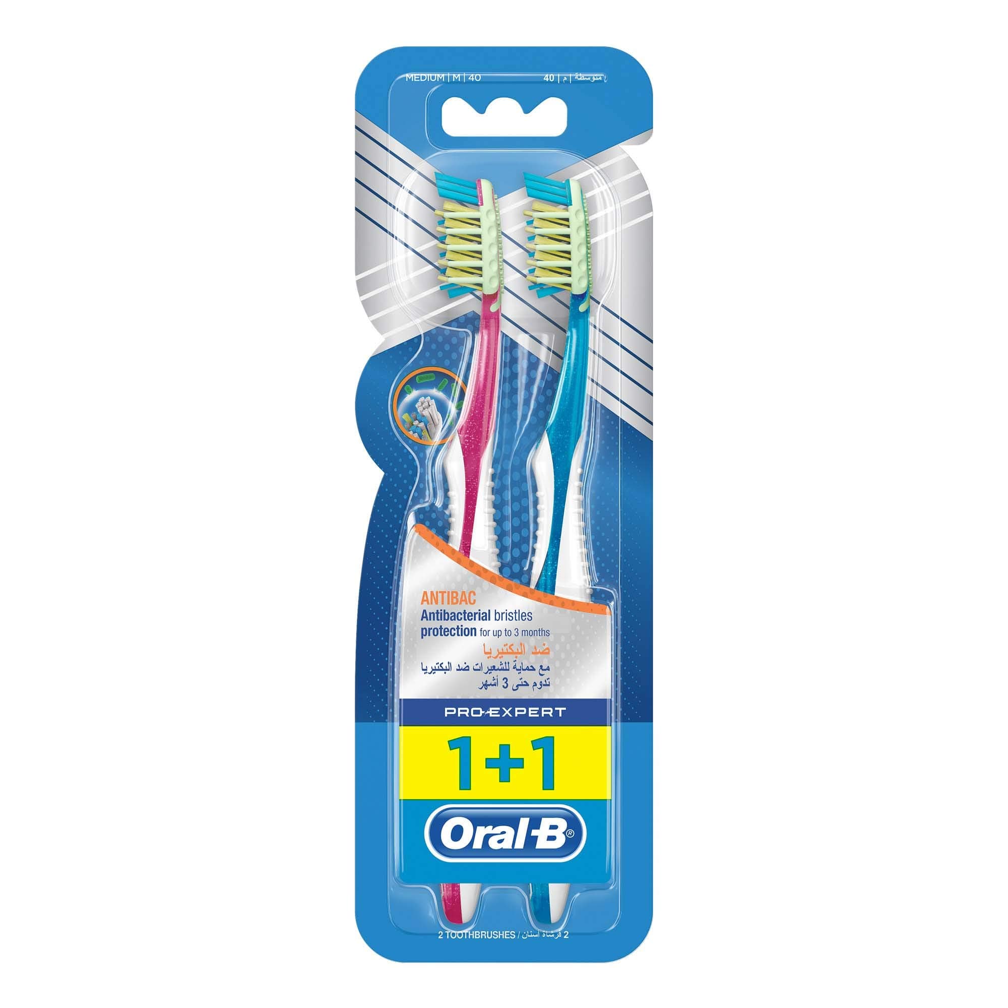 Oral-B Pro-Expert Antibac Medium Manual Toothbrush x 2