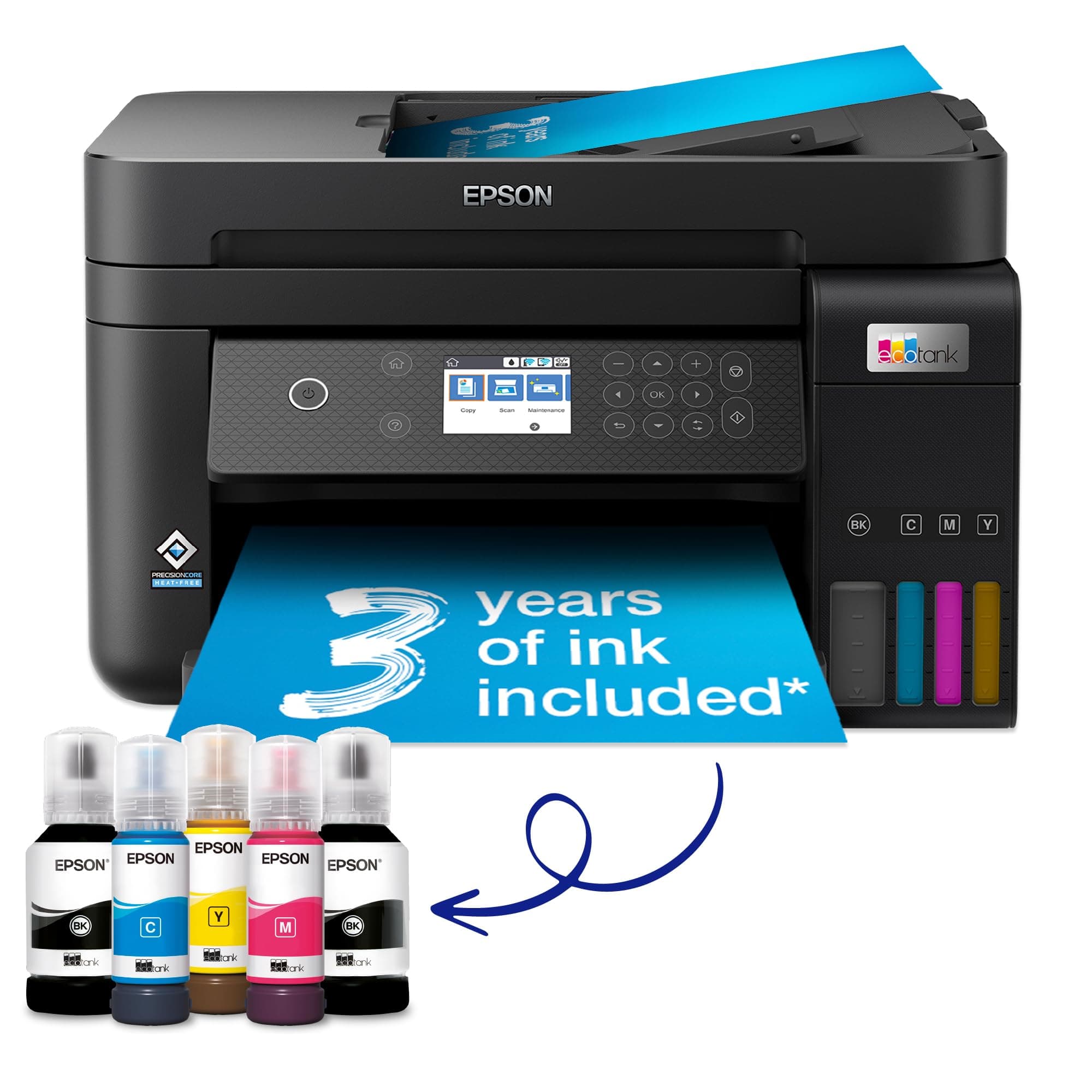 Epson EcoTank ET-3850 A4 Multifunction Wi-Fi Ink Tank Printer, with Up to 3 Years of Ink Included