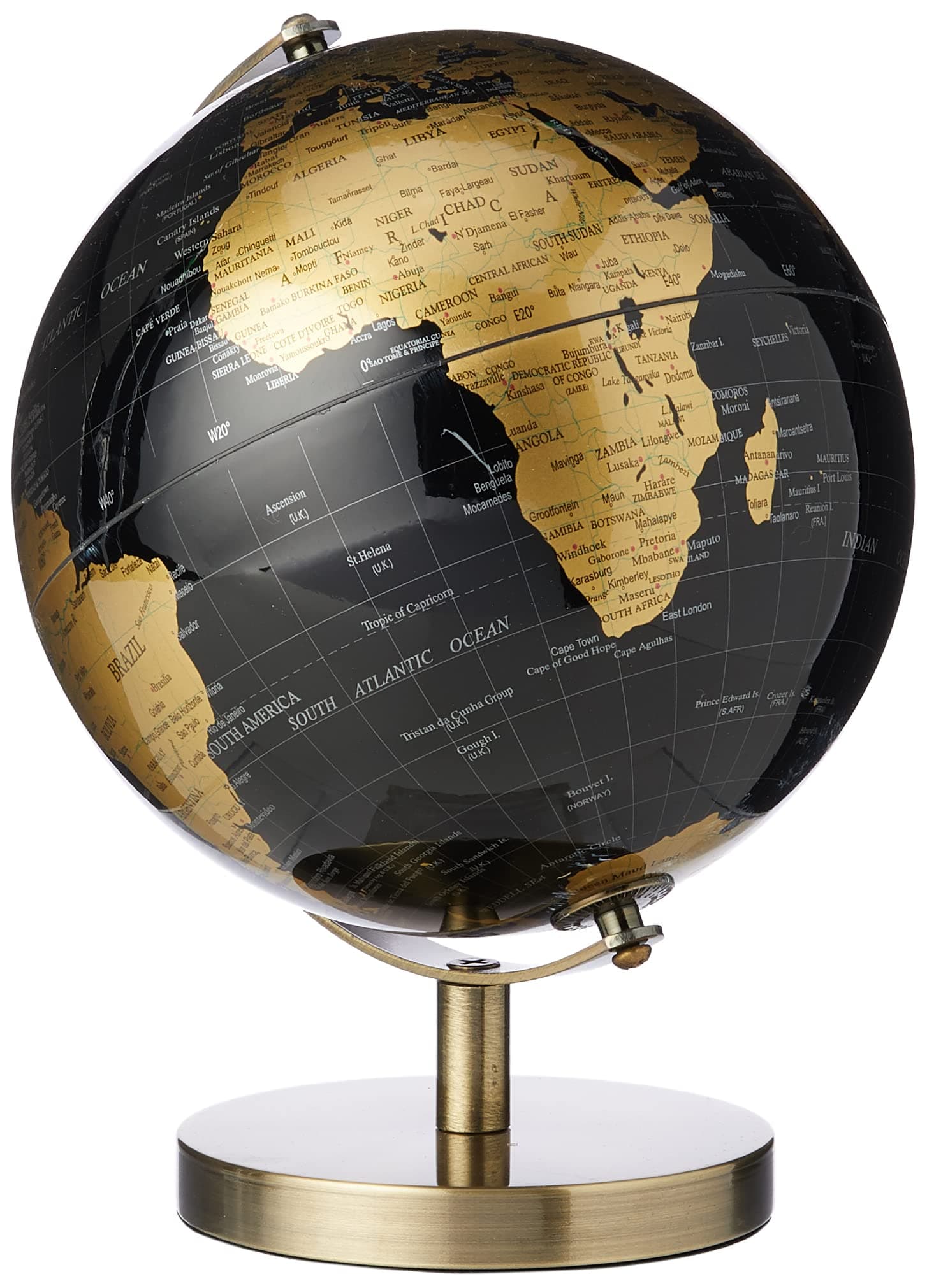 SC Gifts Lesser & Pavey Black and Gold Rotating World Globe 19cm,Gold & Black