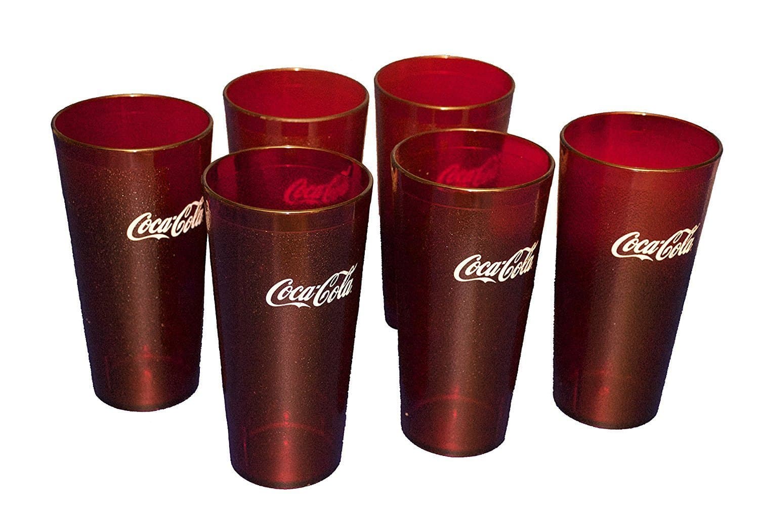 Coca-Cola Cups, Red Plastic Tumbler Glasses 20 Ounce- Set of 6 Red 43201-66126