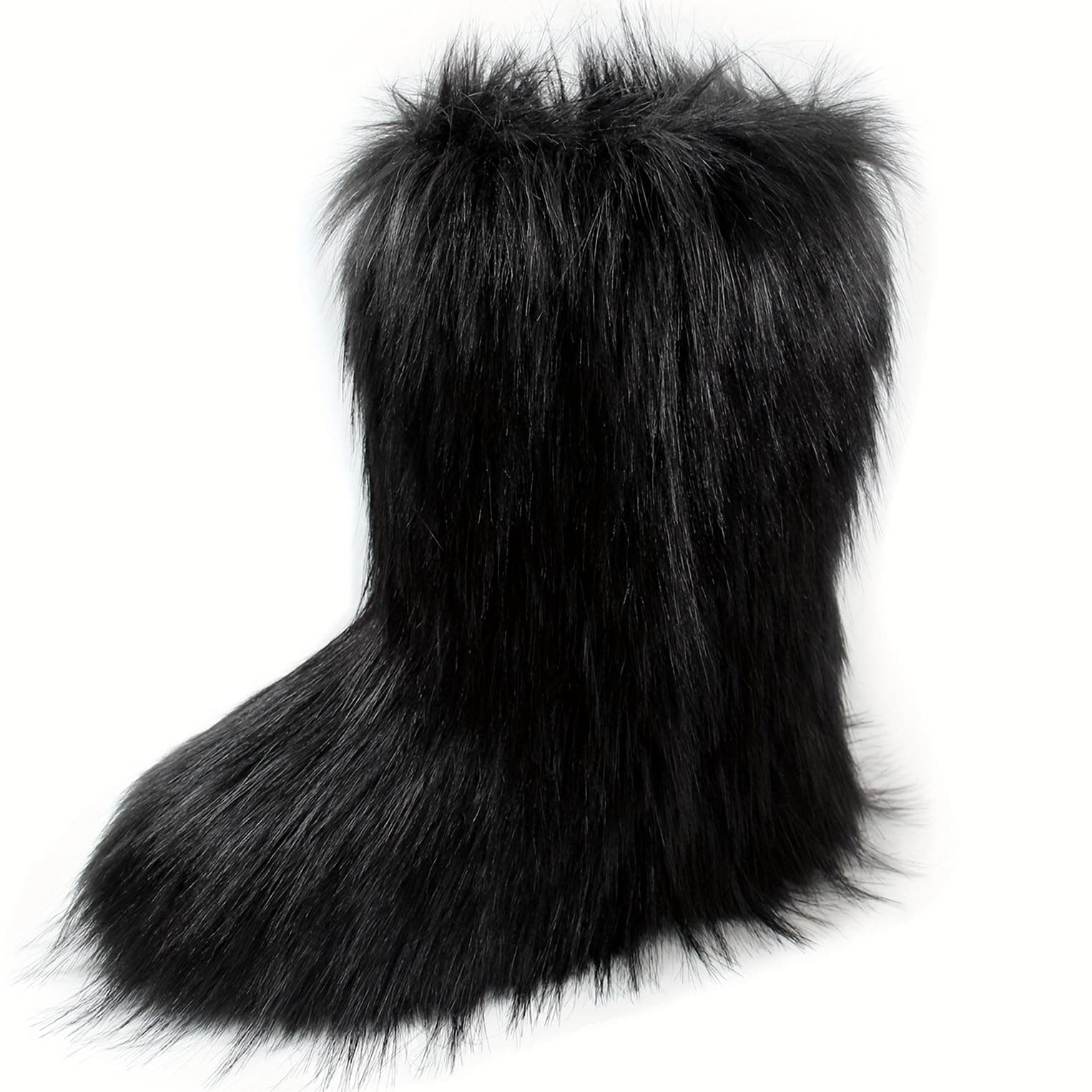 MH Bailment Women's Faux Fur Boots Winter Mid-Calf Snow Boots Fuzzy Fluffy Furry Fashion Short Snow Boots