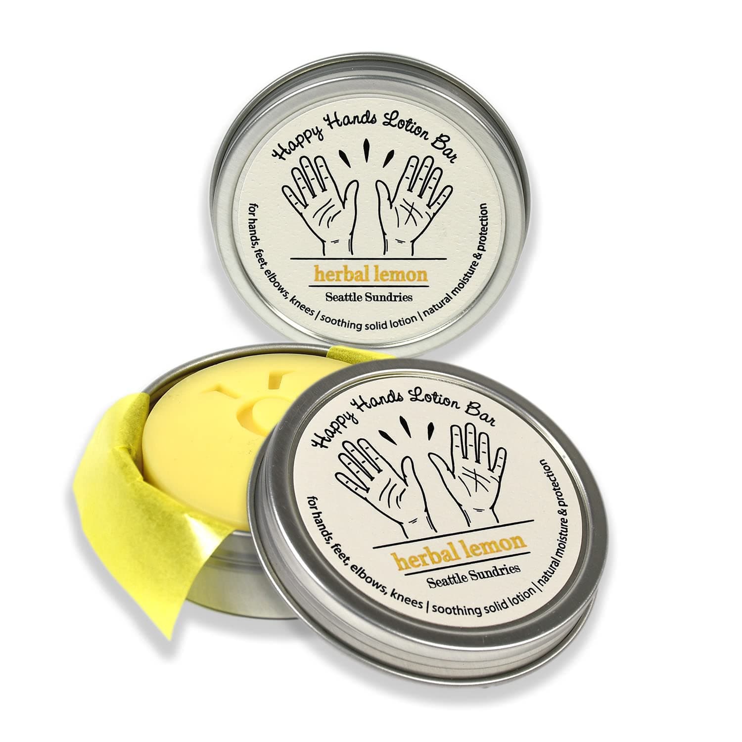 Lemon Verbena"Happy Hands" Solid Lotion Bar, All-Natural with Beeswax and Shea Butter