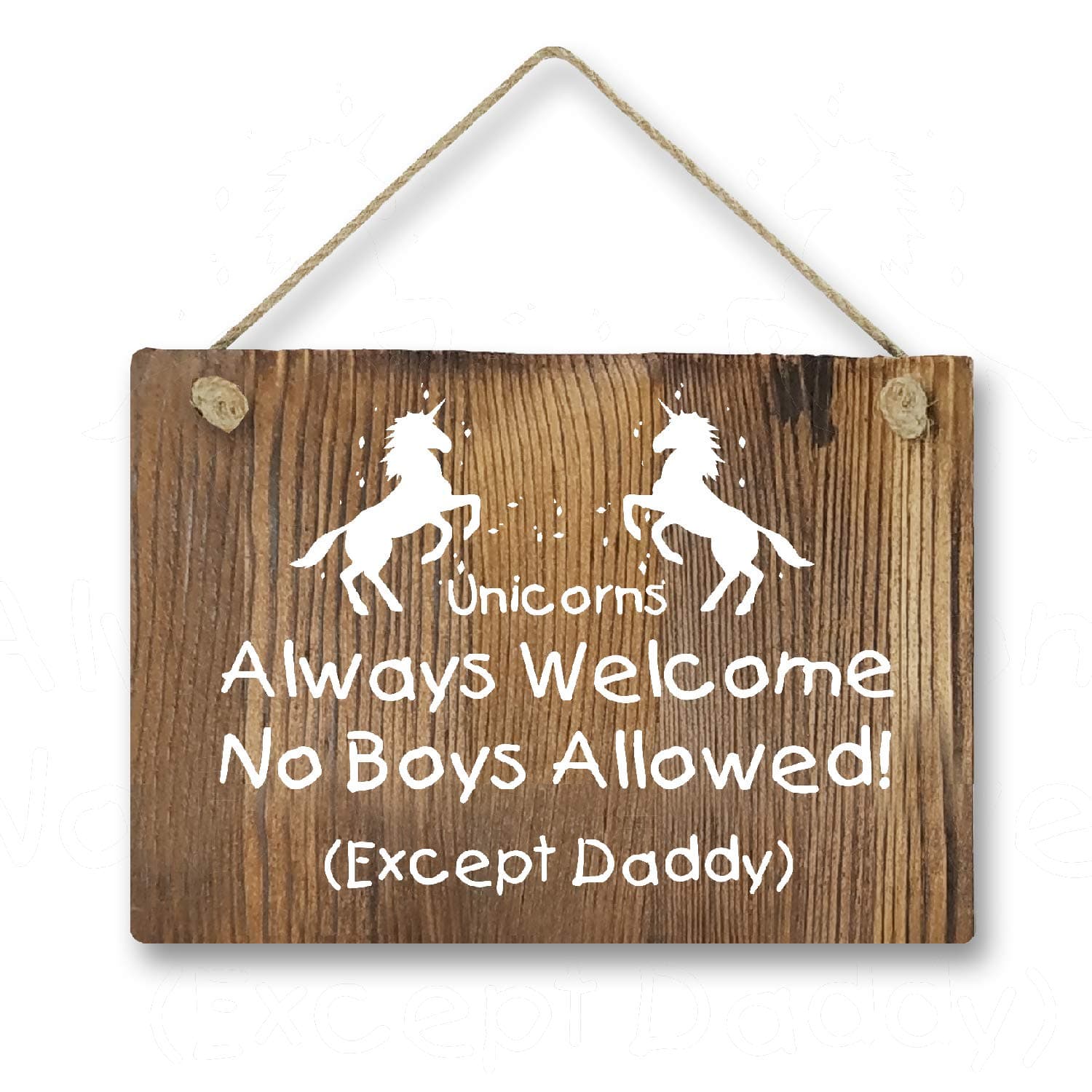 Agantree Art Funny Unicorn Welcome Rustic Front Door Hanger Wood Decor Sign for Kids Girls Nursery Bedroom