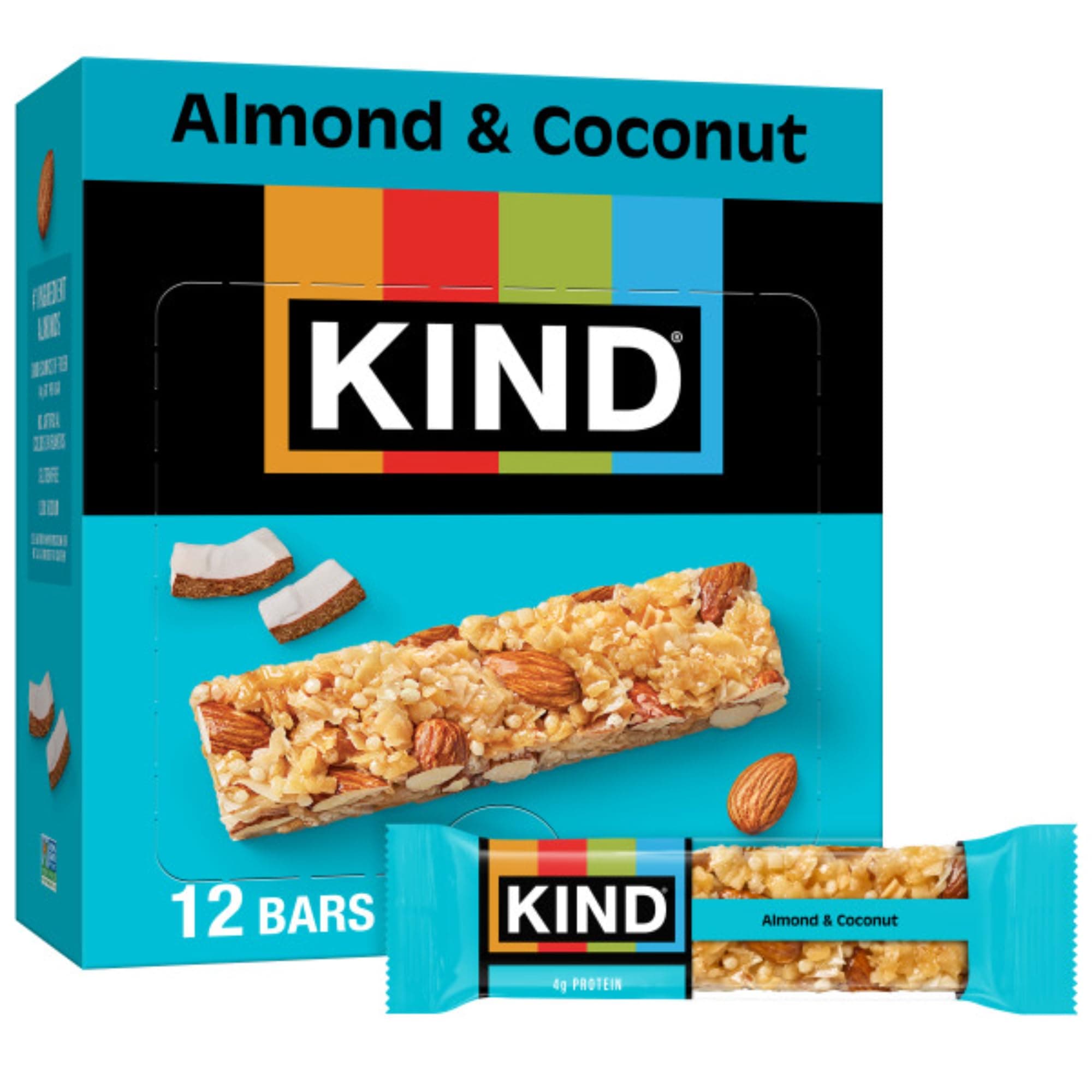KIND Bars, Almond & Coconut, Gluten Free, Low Sugar, 1.4oz, 12 Count