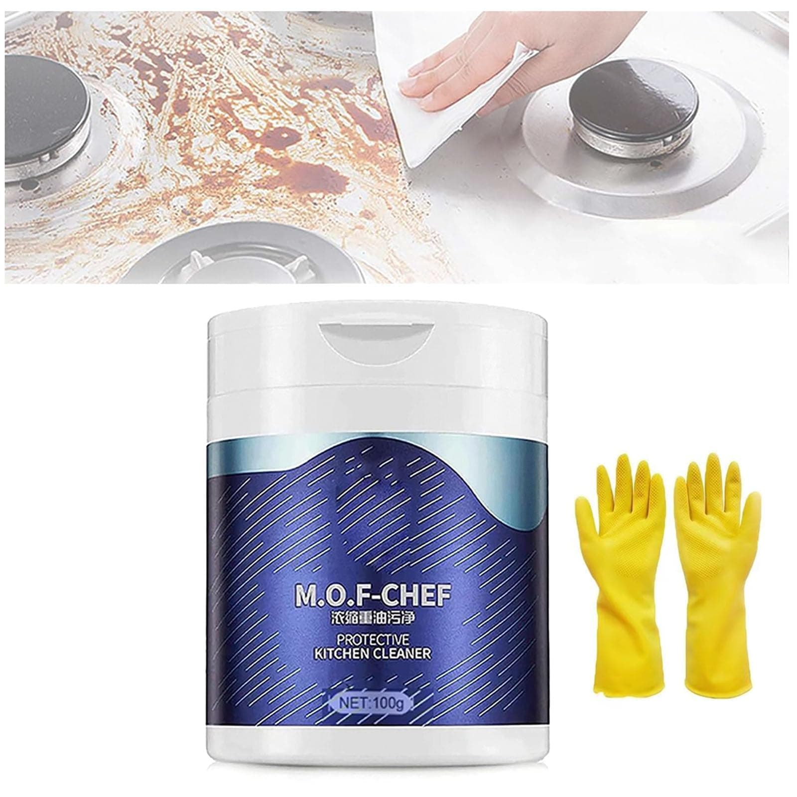 M.O.F Chef Kitchen Cleaner Powder, Mof Chef Powder, Mof Chef Protective Kitchen Cleaner Powder, Mof Chef Cleaner Powder, Mof Chef Cleaning Powder, Powerful Kitchen All-Purpose Powder Cleaner (1pcs)