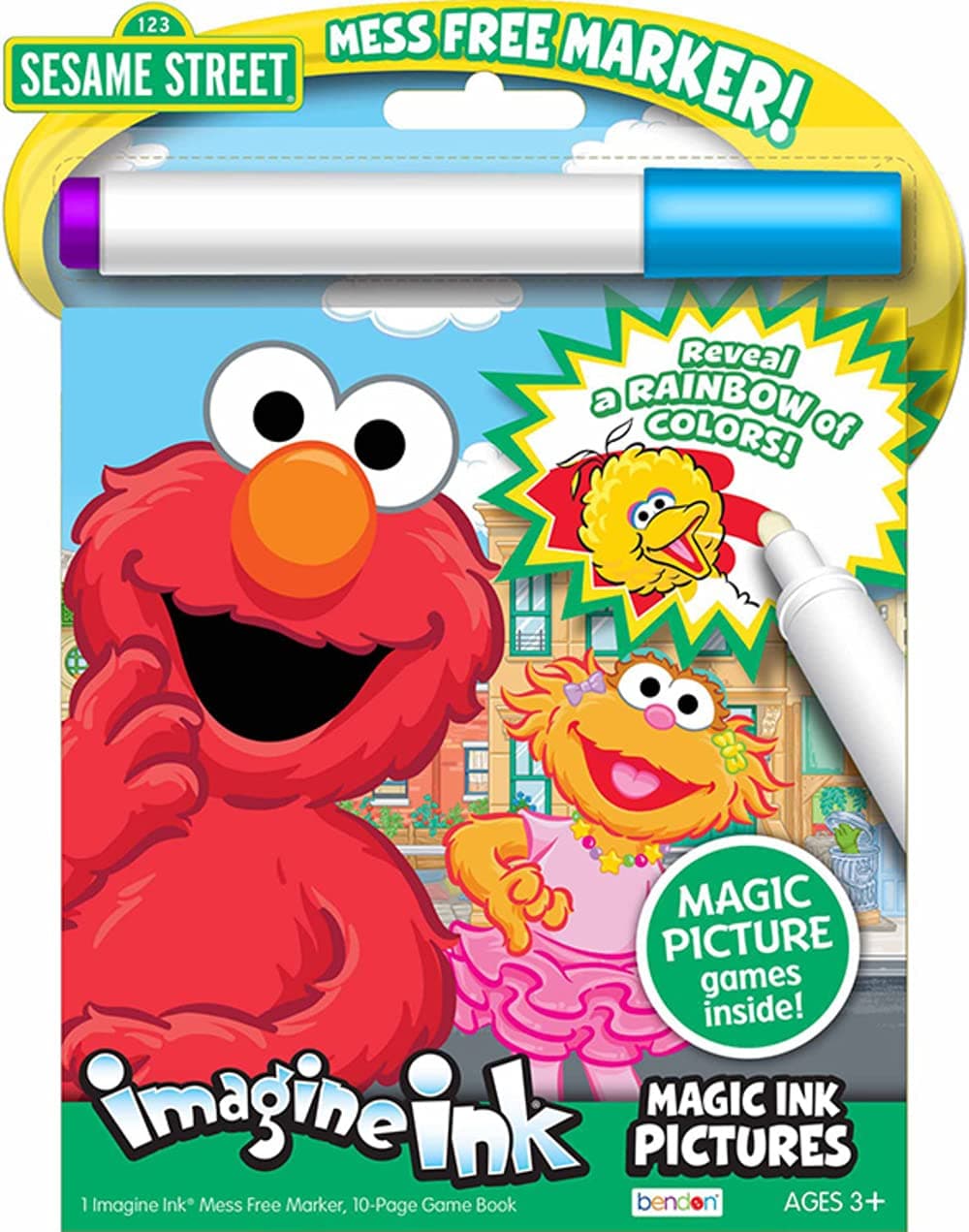 Sesame Street Elmo Imagine Ink | Sesame Street Coloring Book w/Mess Free Marker | Magic Ink Pictures and Game Book | Officially Licensed