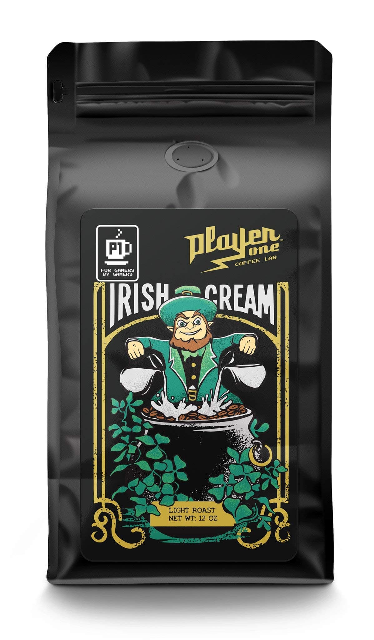 Irish Cream Flavored Coffee Beans, Medium Roast, 12oz, Player One Coffee (Whole Bean)