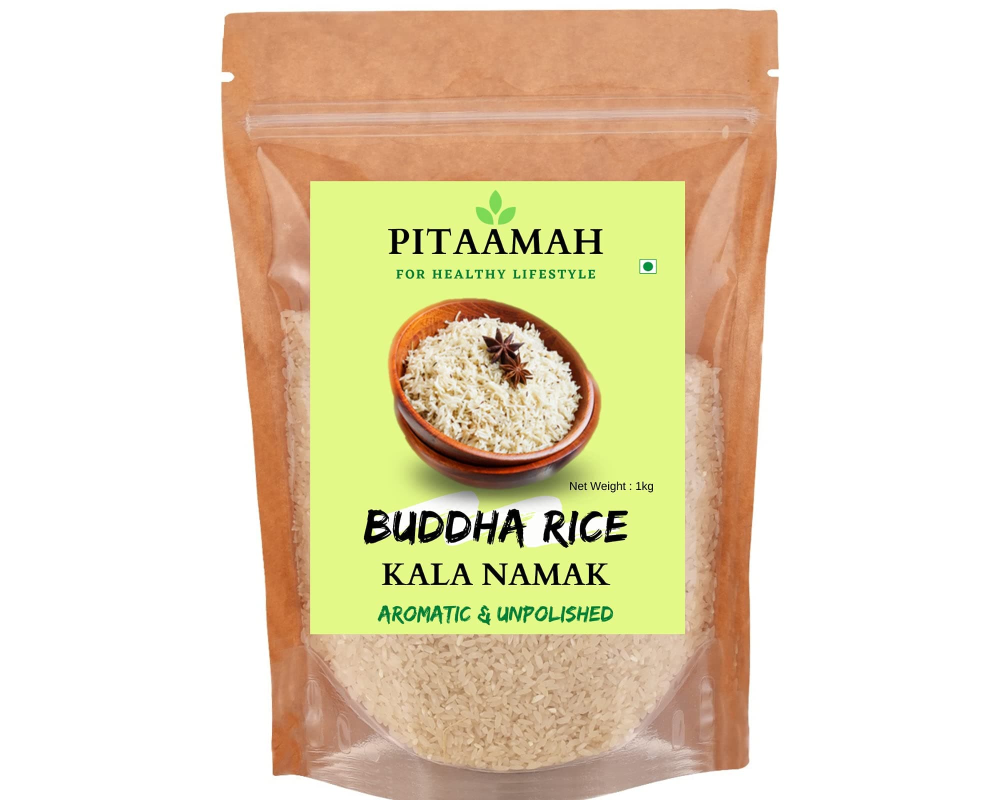 PITAAMAH Kala Namak Rice | 1kg | Aromatic Rice | Traditionally Milled | Unpolished Rice | Diabetic Friendly | Directly from Farmers