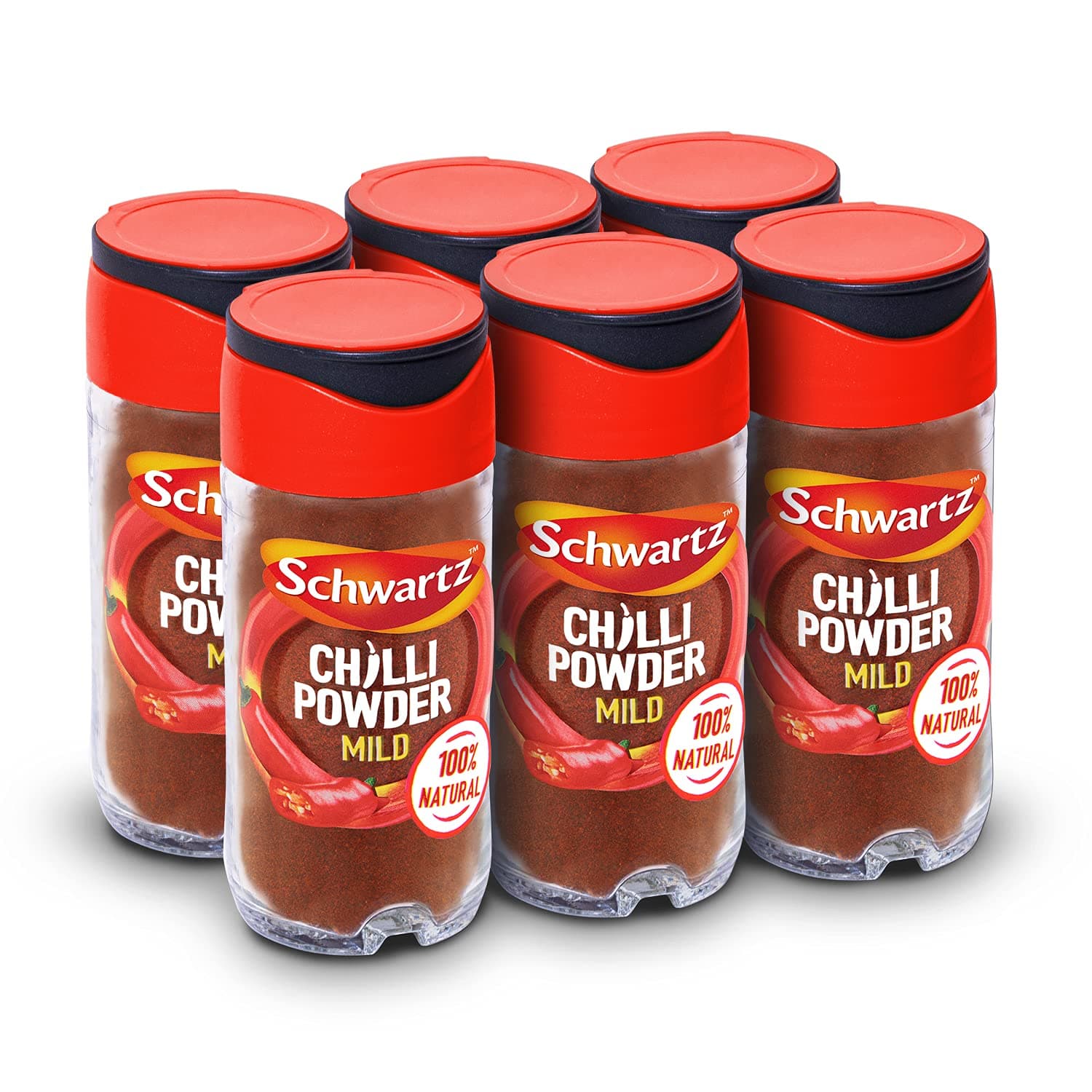 Schwartz Chilli Powder 38 G | Jar | Pack of 6 | Mild Taste | Bursting with Flavour | Expertly Blended | With Chilli Pepper, Cumin, Oregano and Garlic | Perfect for Sauces, Dips and Salad Dressings