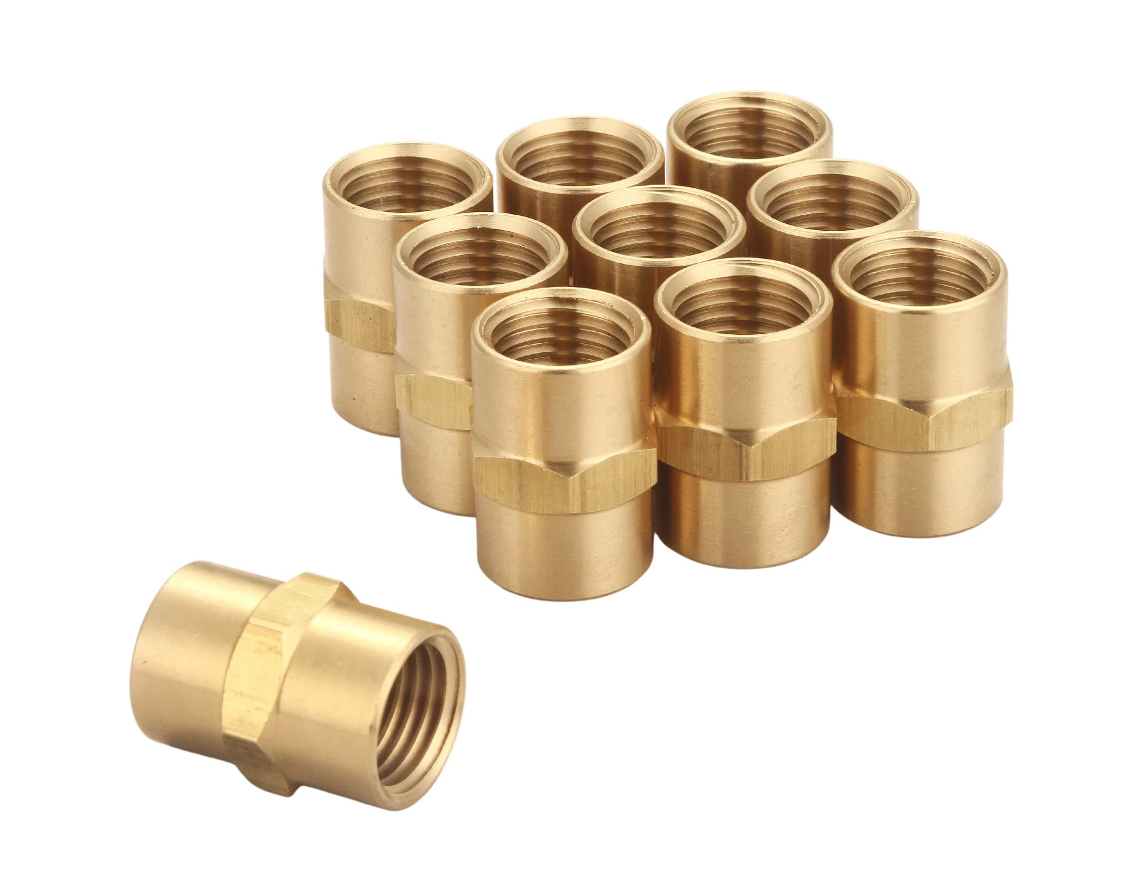 - Brass Coupling 1/4 Inch NPT Female x 1/4 Inch NPT Female Hex Head Pipe Fitting, Pack of 10, Compressor connector 1/4 fnpt to 1/4 fnpt Coupler, Air Hose Adapter Brass Fittings