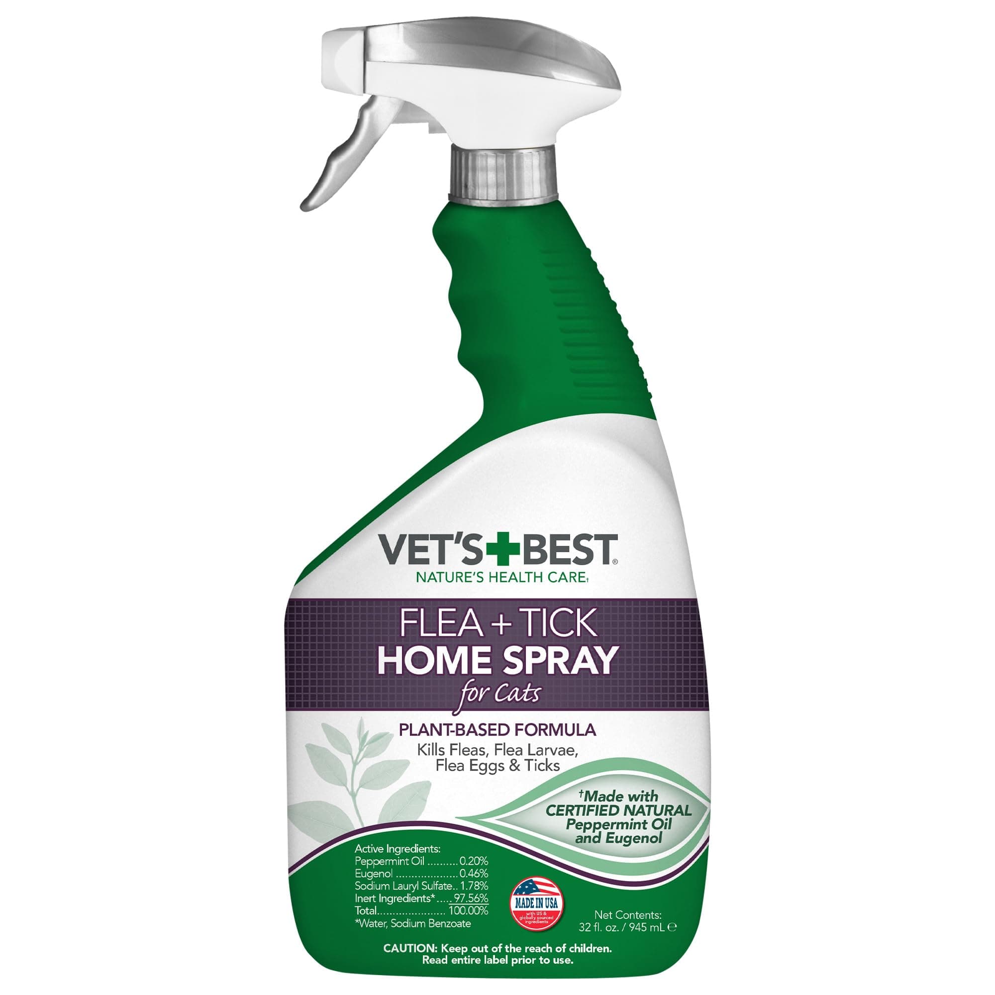 Vet's Best Flea And Tick Treatment Home Spray For Cats, 32 Oz